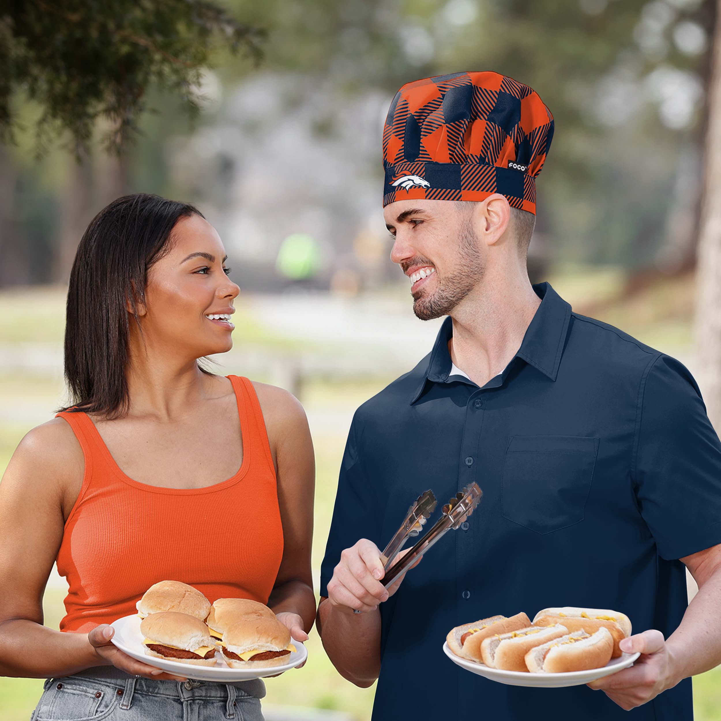 Denver Broncos Plaid Chef Hat - Image 3
