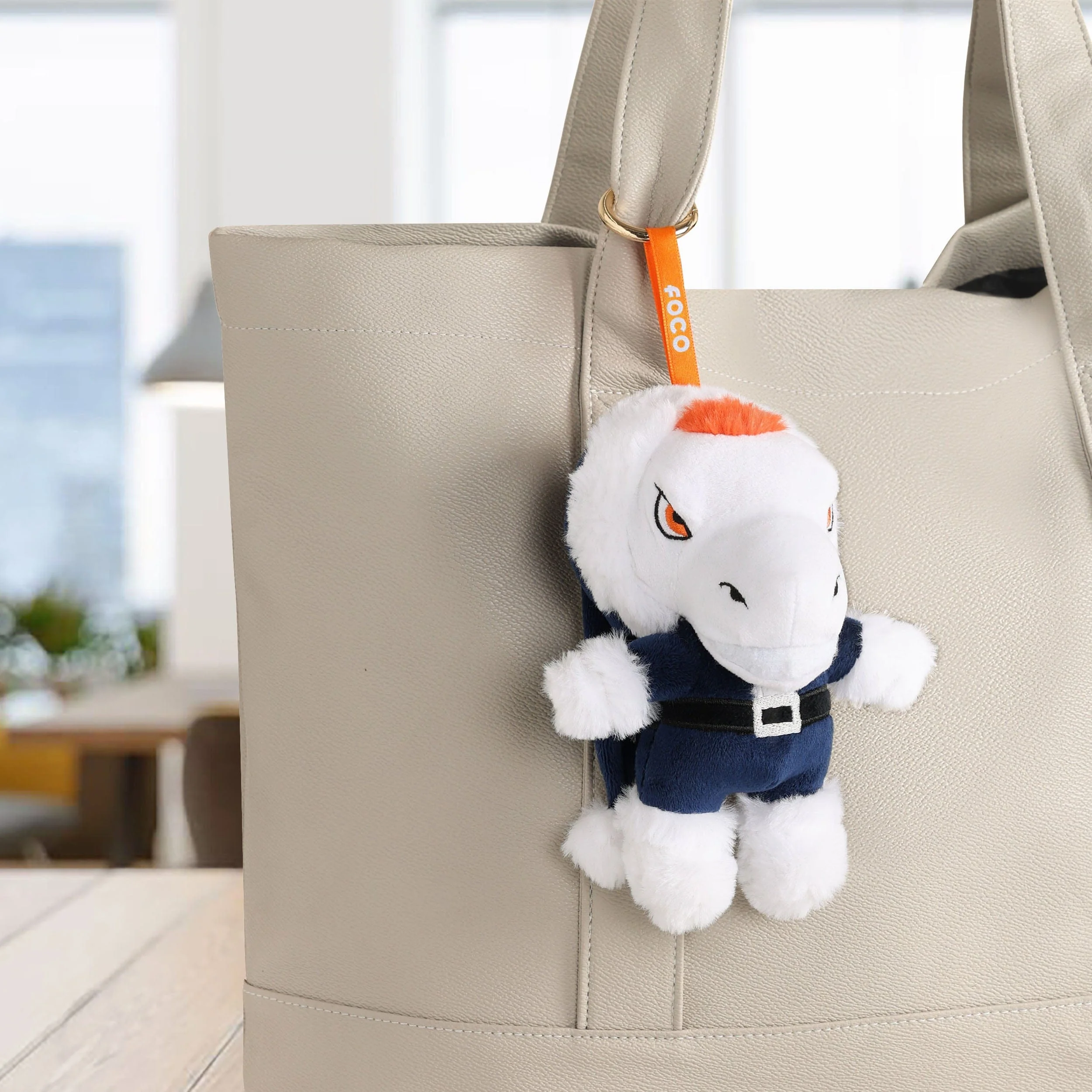 Denver Broncos Plush Mascot Santa Bag Charm Keychain - Image 2