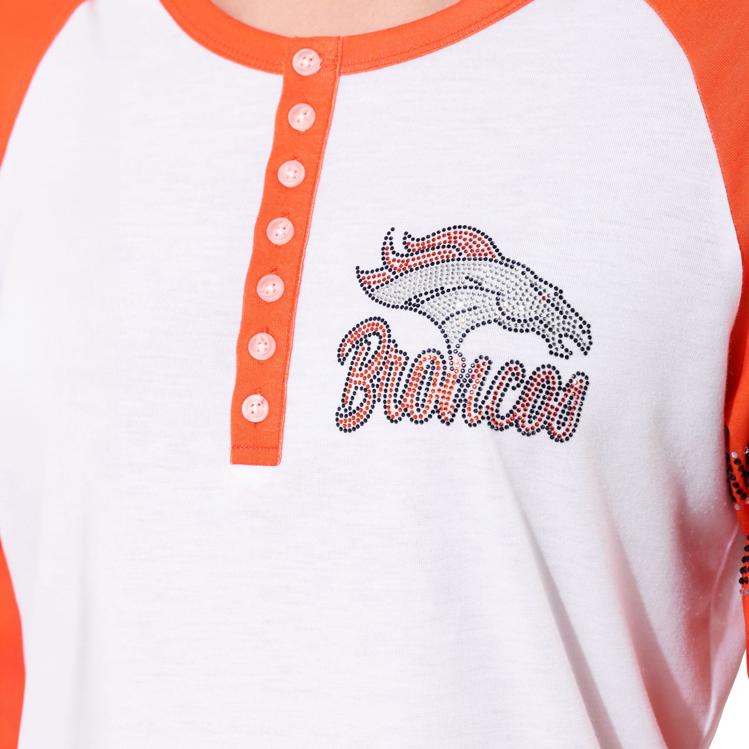 Denver Broncos Rhinestone Long Sleeve Henley - Image 2