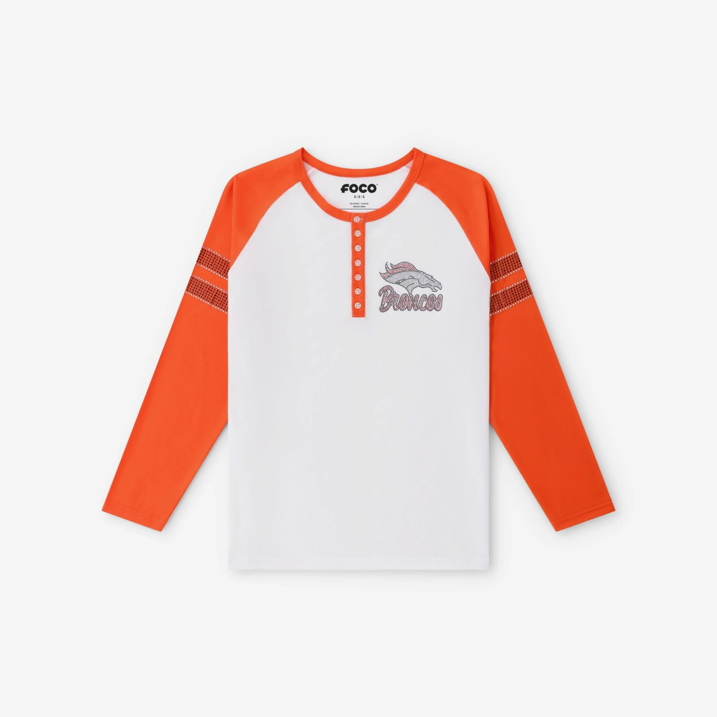 Denver Broncos Rhinestone Long Sleeve Henley - Image 5