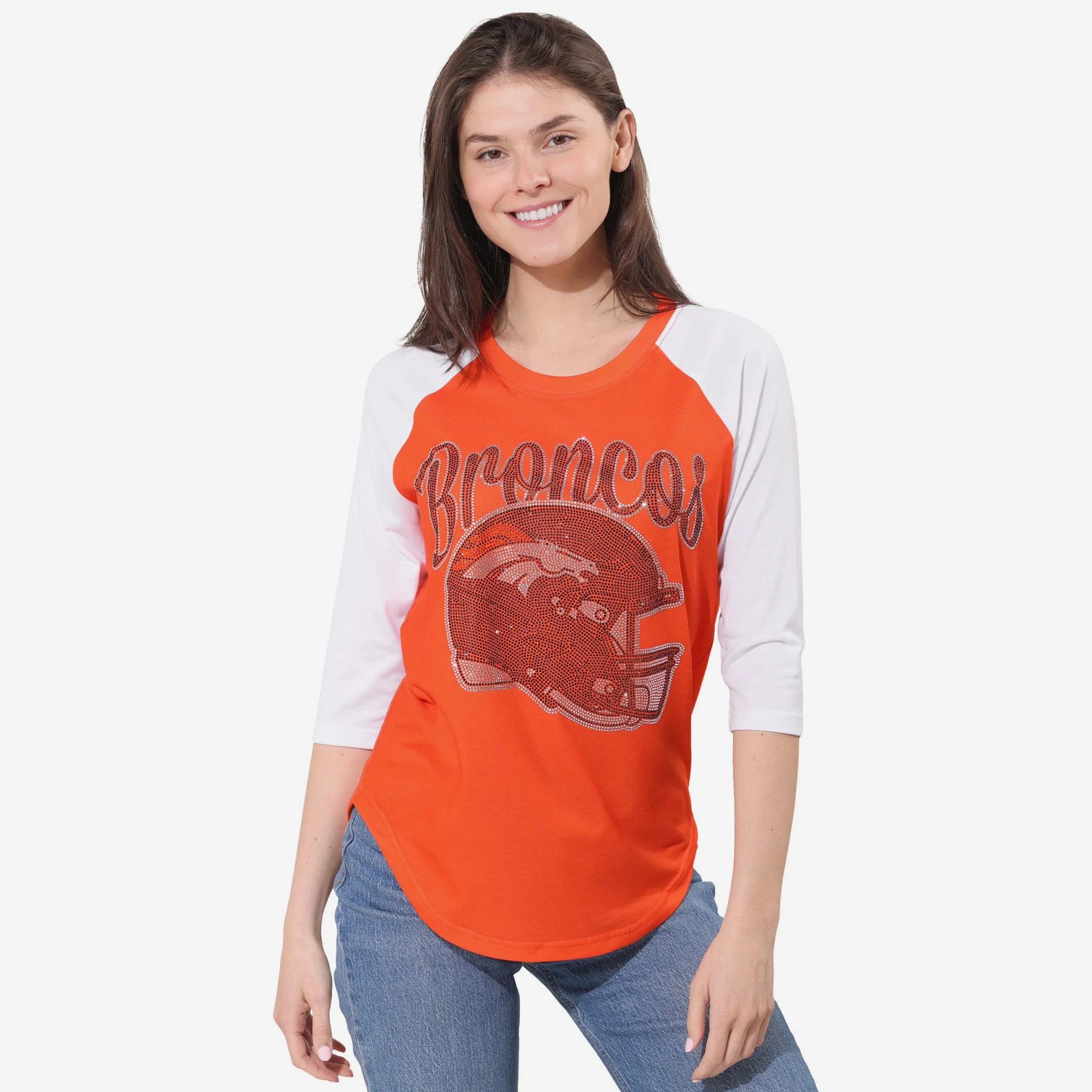Denver Broncos Rhinestone Raglan T-Shirt