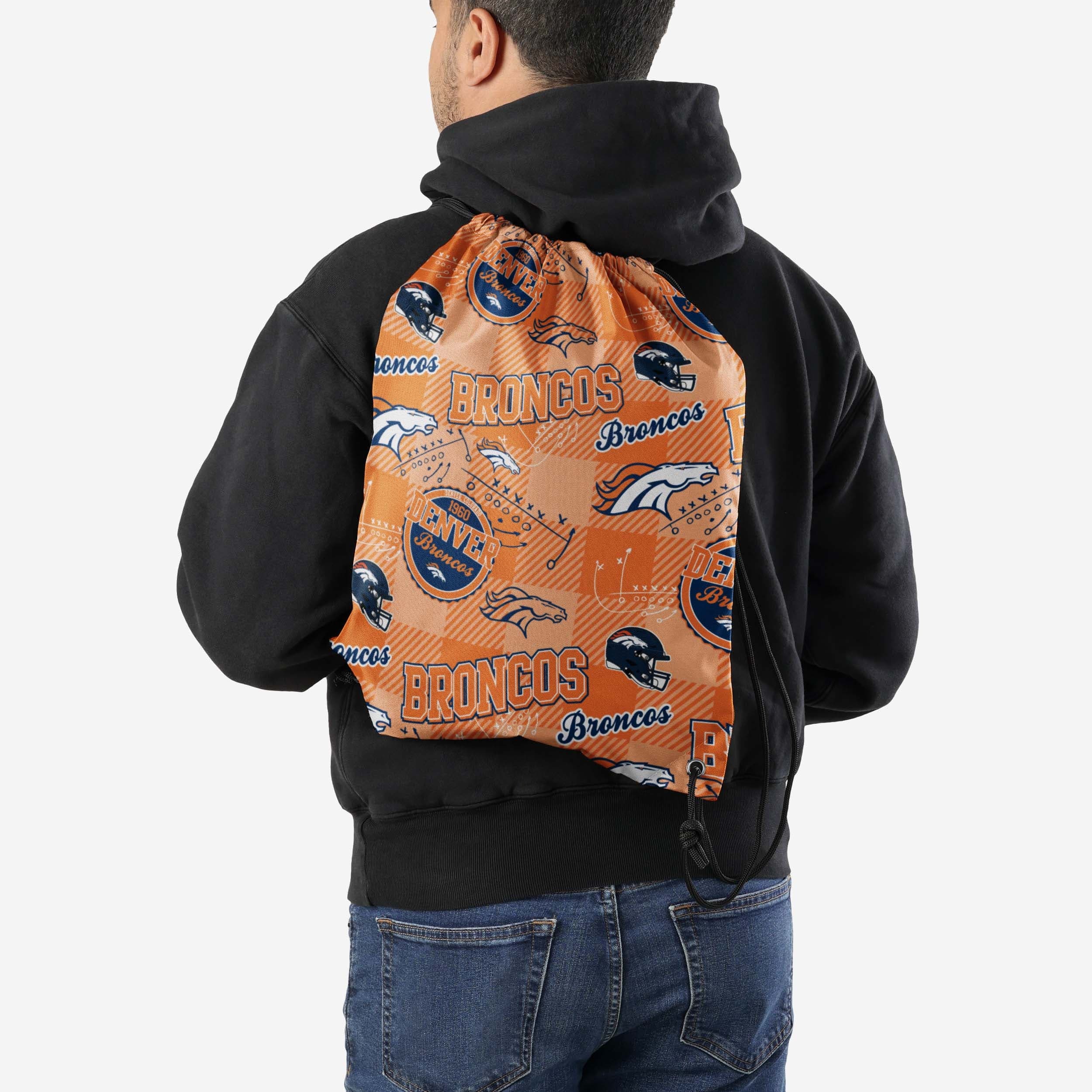 Denver Broncos Thematic Repeat Print Drawstring Backpack - Image 2