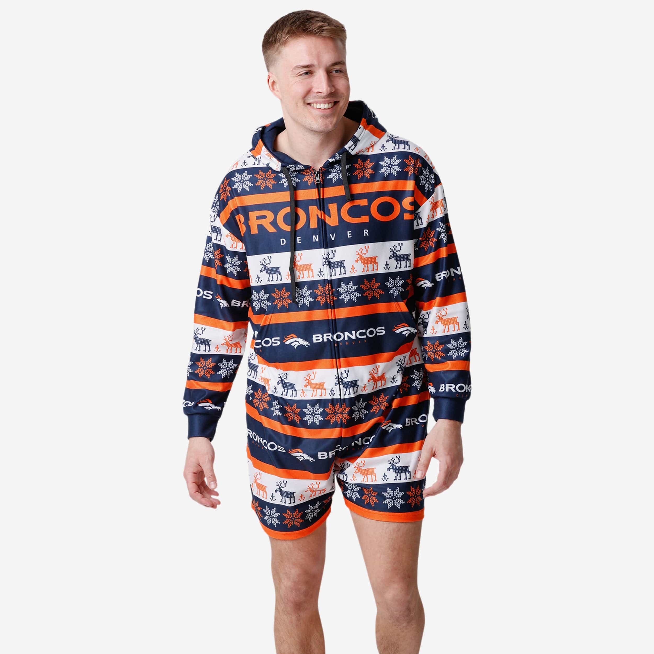 Denver Broncos Ugly Short One Piece Pajamas
