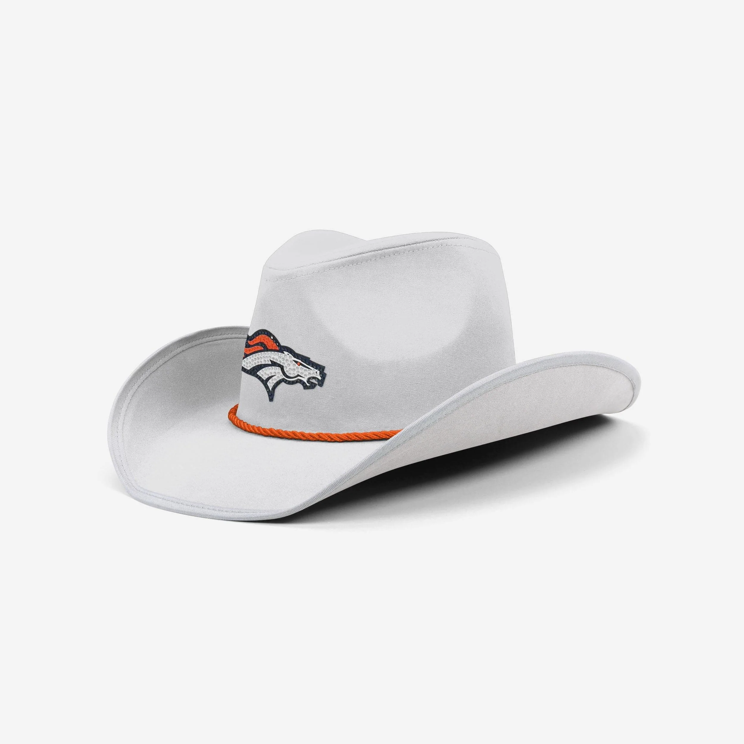 Denver Broncos White Rhinestone Logo Cowboy Hat