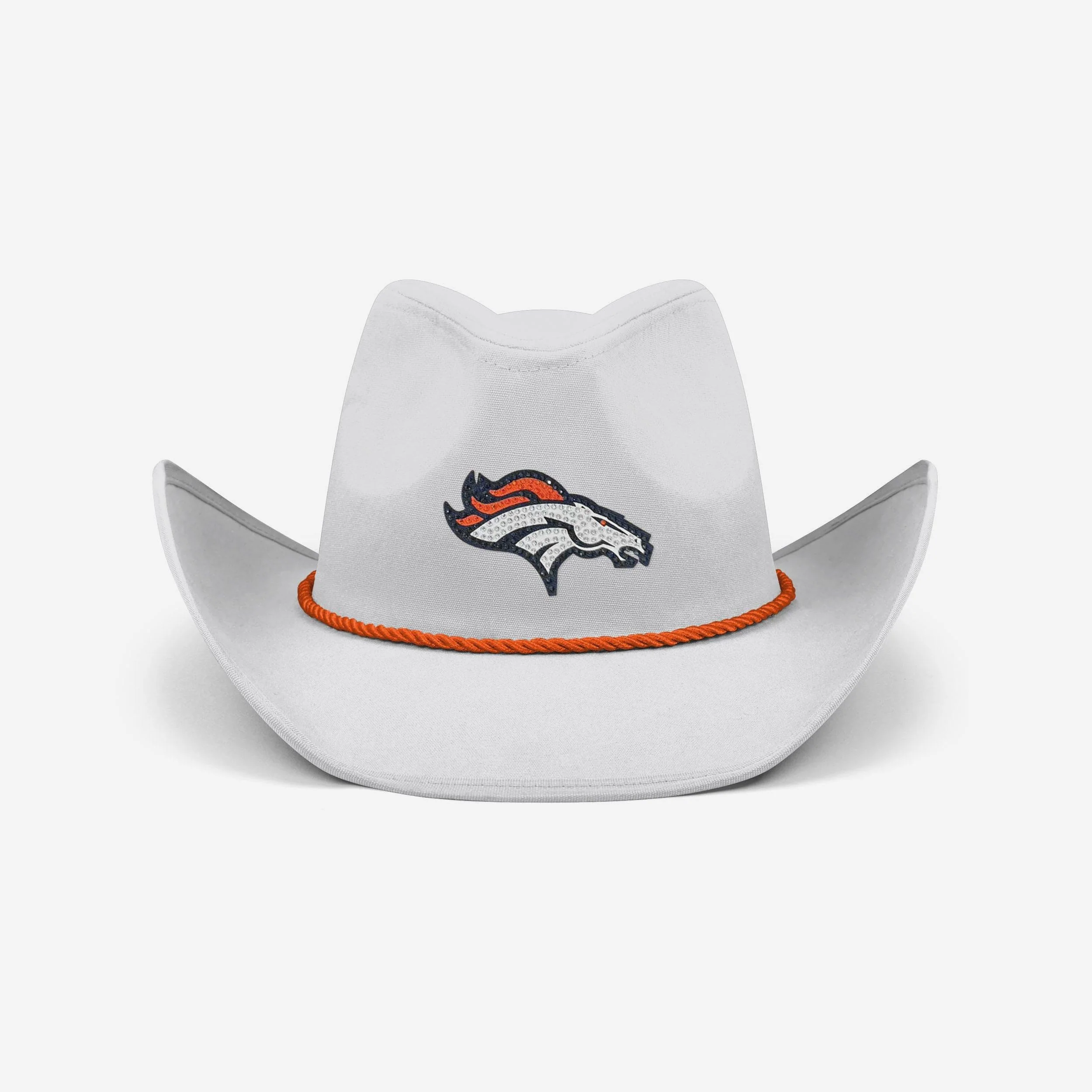 Denver Broncos White Rhinestone Logo Cowboy Hat - Image 3