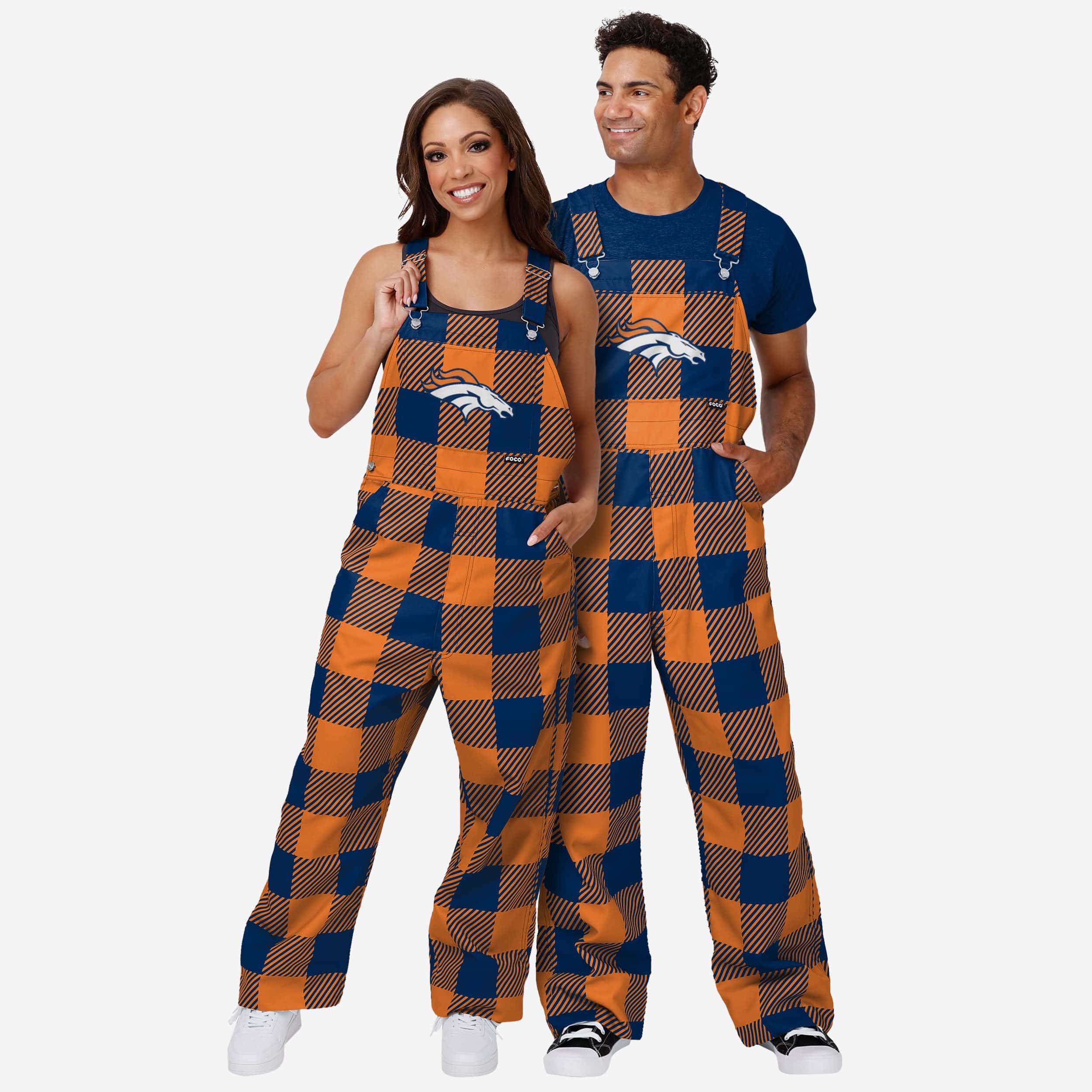 Denver Broncos Womens Plaid Bib Overalls - Image 3