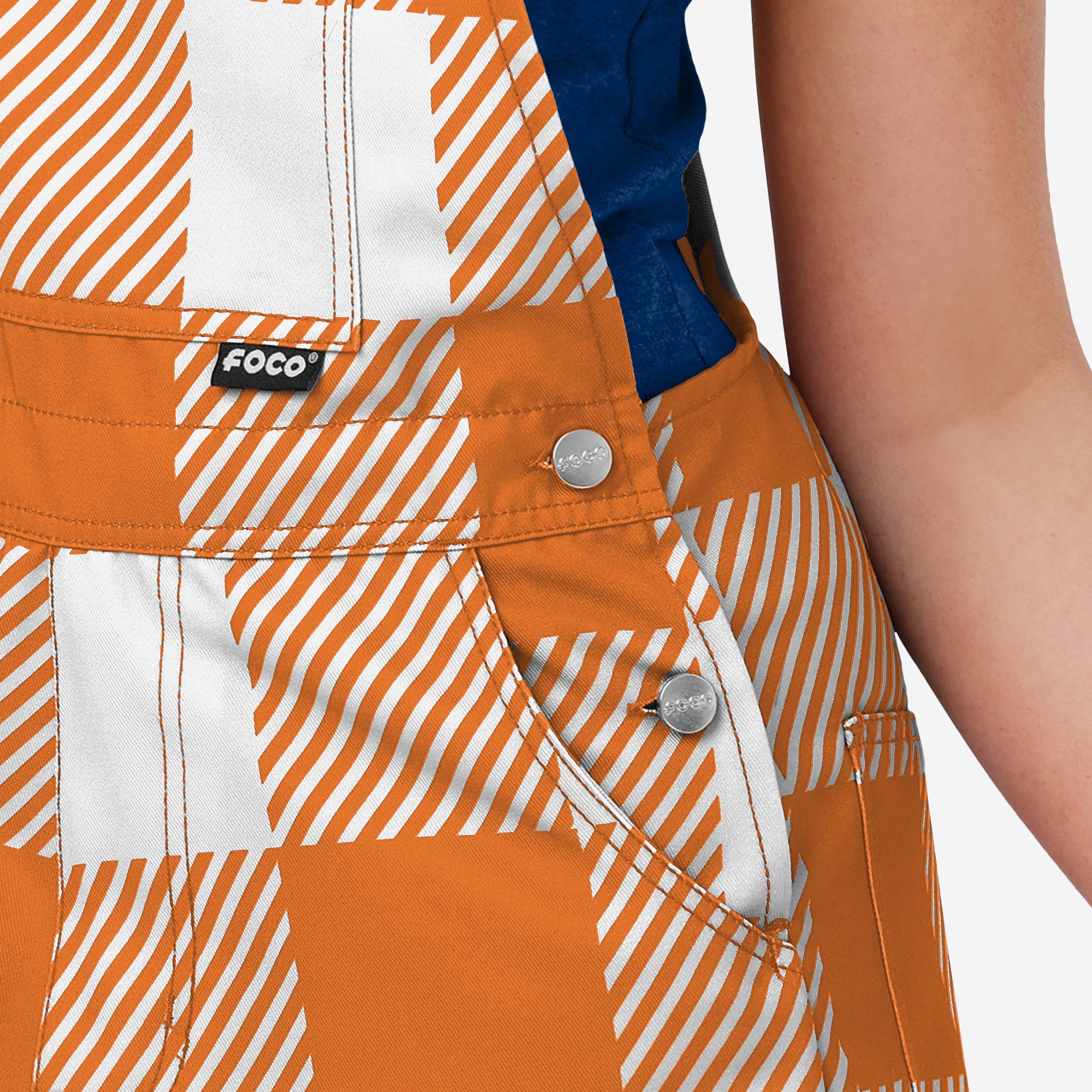 Denver Broncos Womens Plaid Bib Shortalls - Image 4