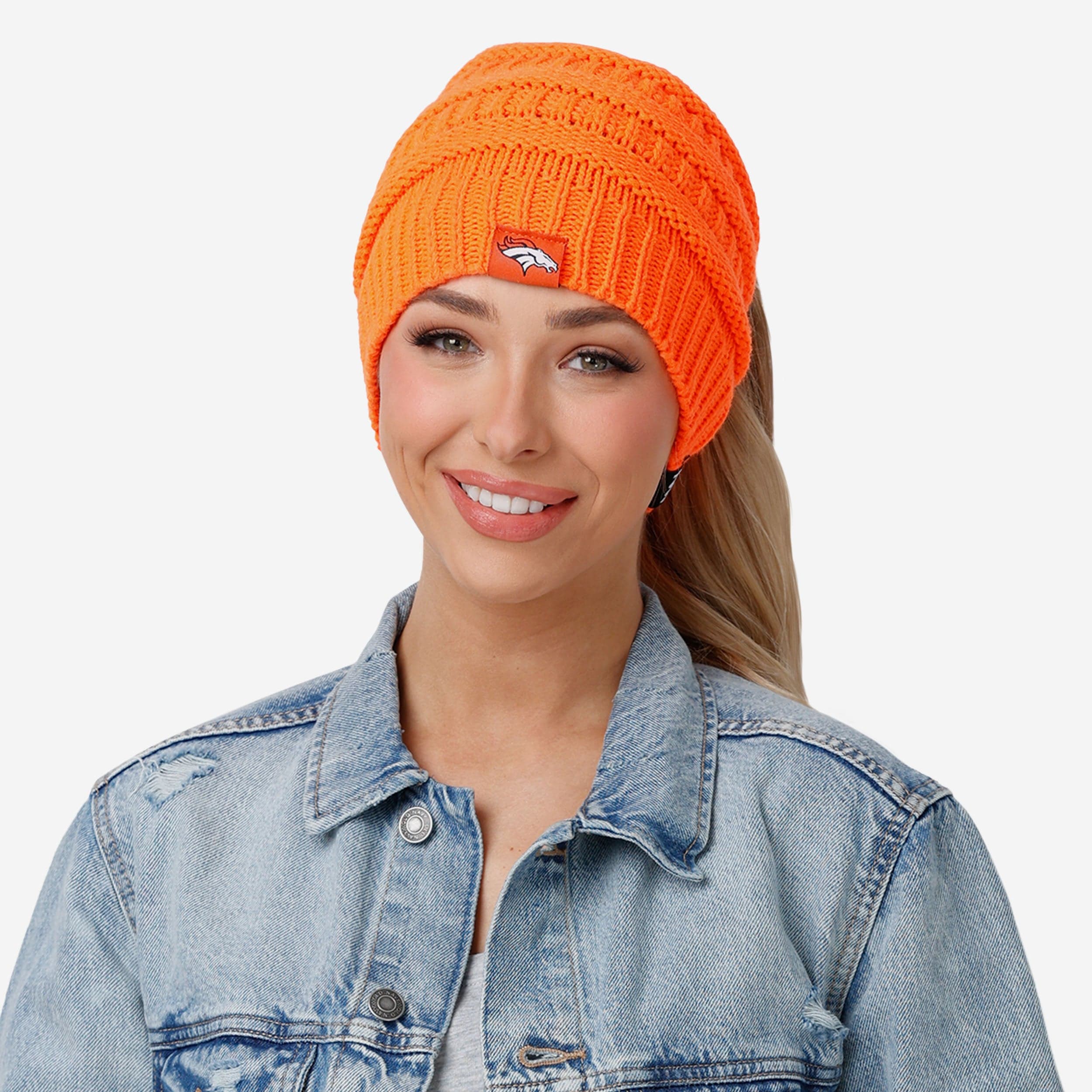 Denver Broncos Womens Solid Ponytail Beanie - Image 3