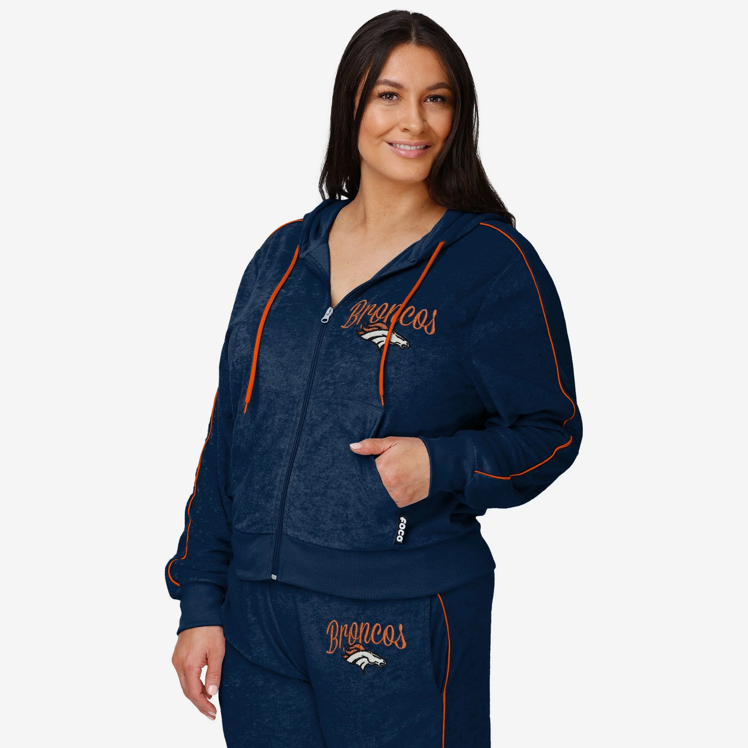 Denver Broncos Womens Terry Knit Zip Up Top