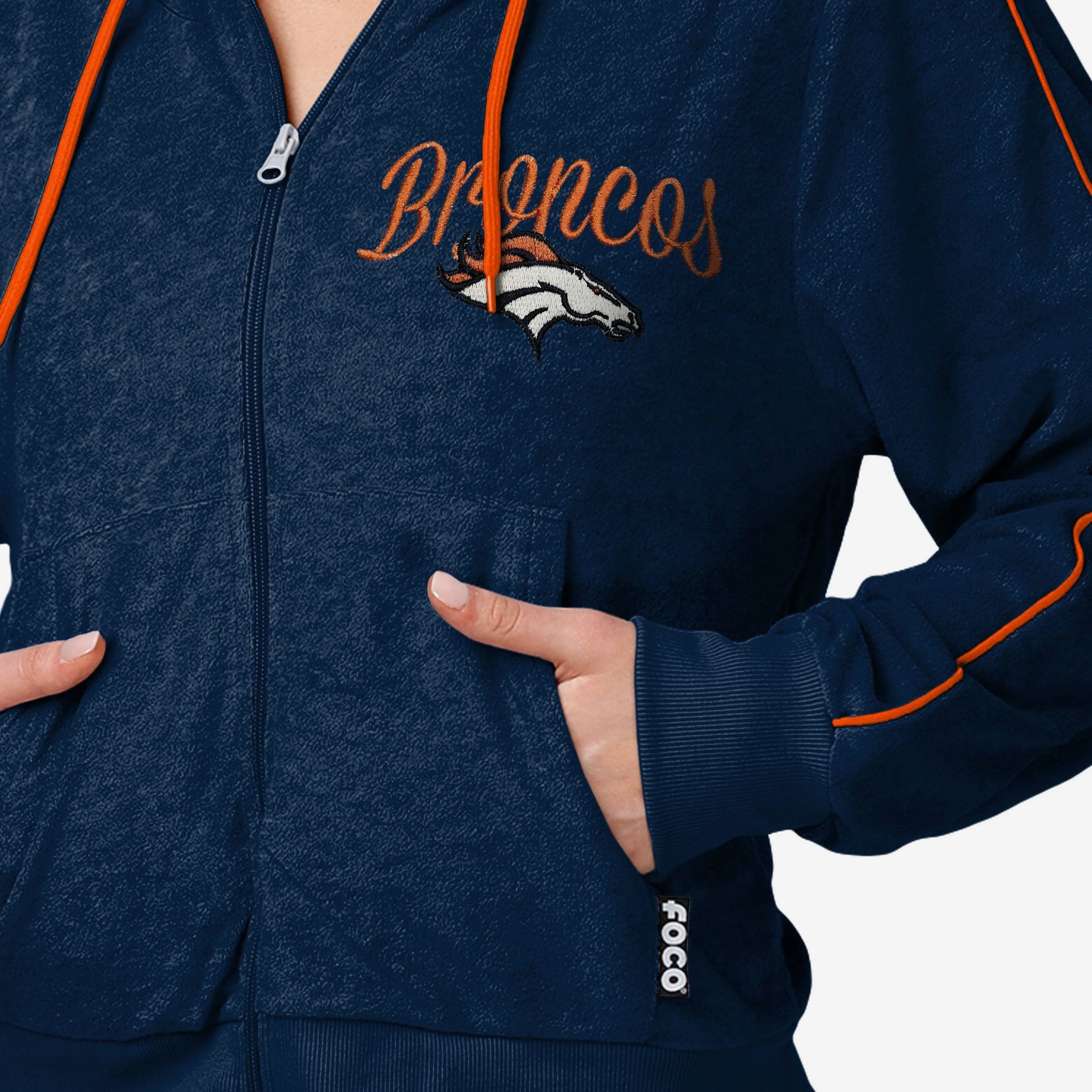 Denver Broncos Womens Terry Knit Zip Up Top - Image 4