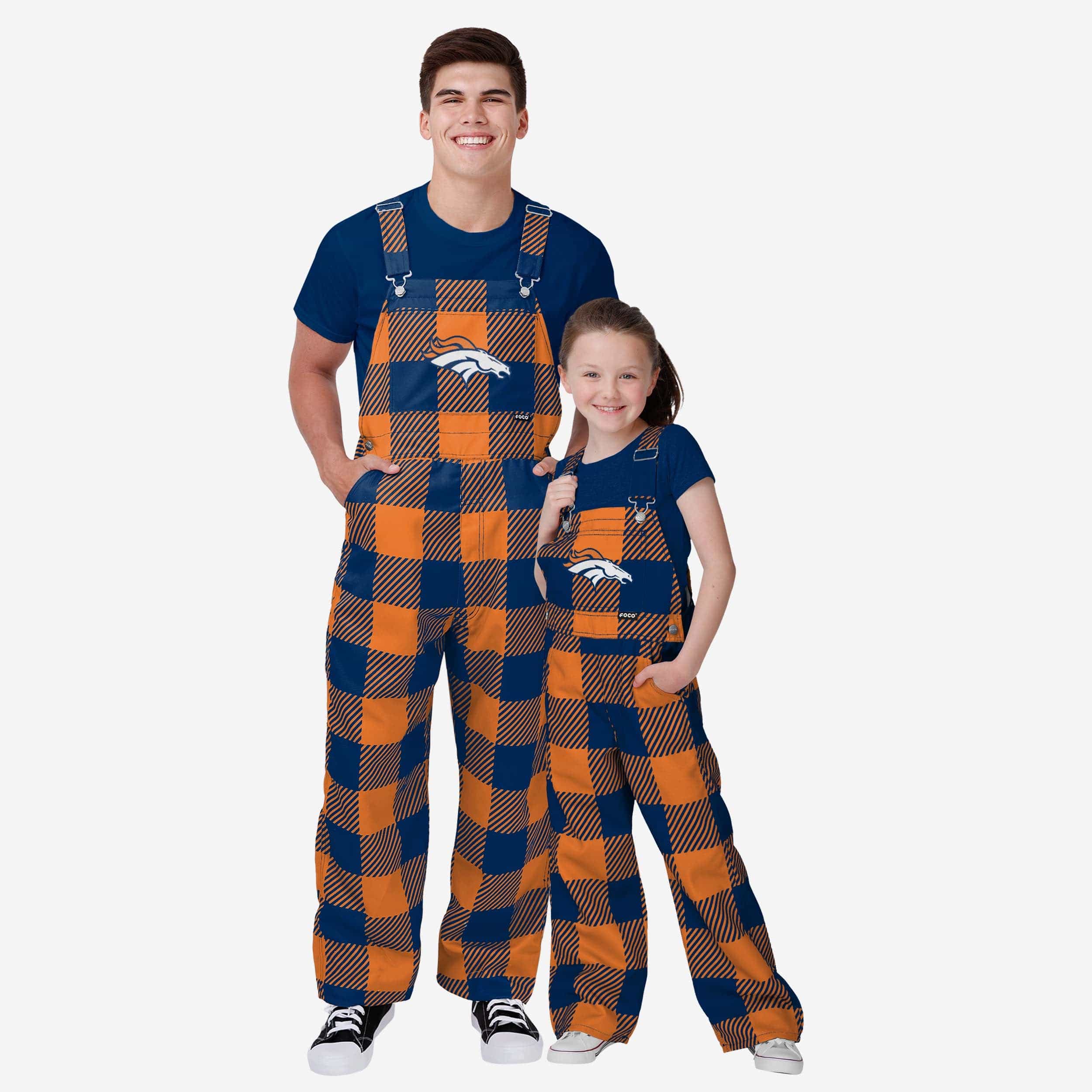 Denver Broncos Youth Plaid Bib Overalls - Image 3