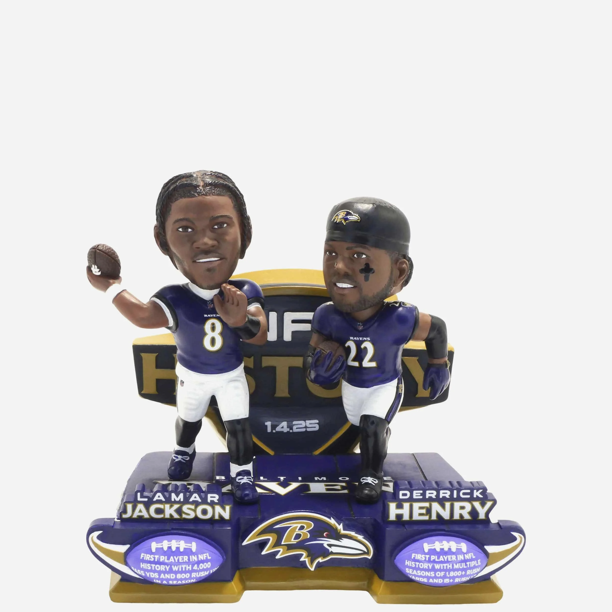 Derrick Henry & Lamar Jackson Baltimore Ravens History Makers Dual Bobblehead