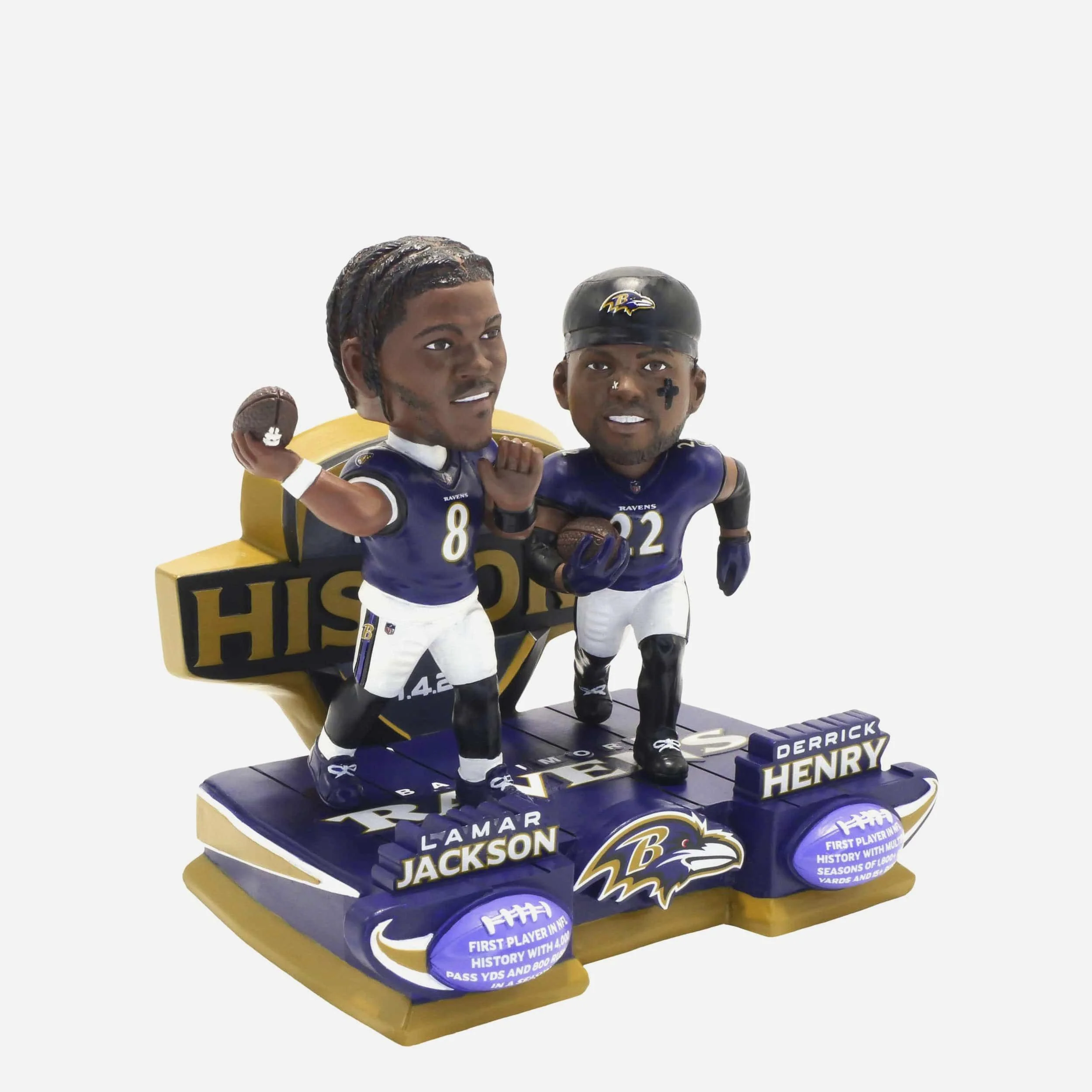 Derrick Henry & Lamar Jackson Baltimore Ravens History Makers Dual Bobblehead - Image 5