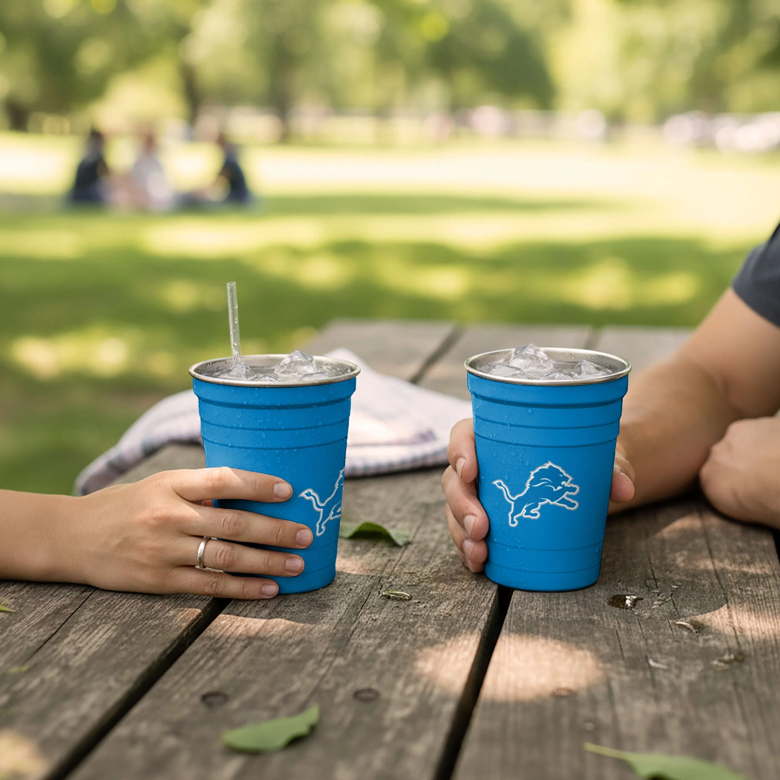 Detroit Lions 2 Pack Reusable Stainless Steel 16 oz Tumbler Cup - Image 3