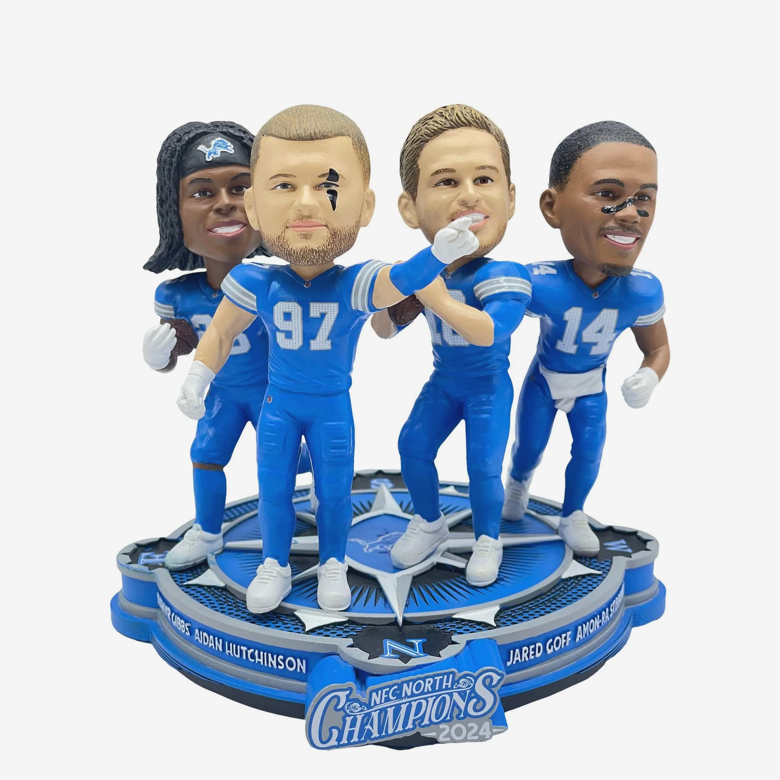 Detroit Lions 2024 NFC North Division Champions Mini Bobblehead Scene
