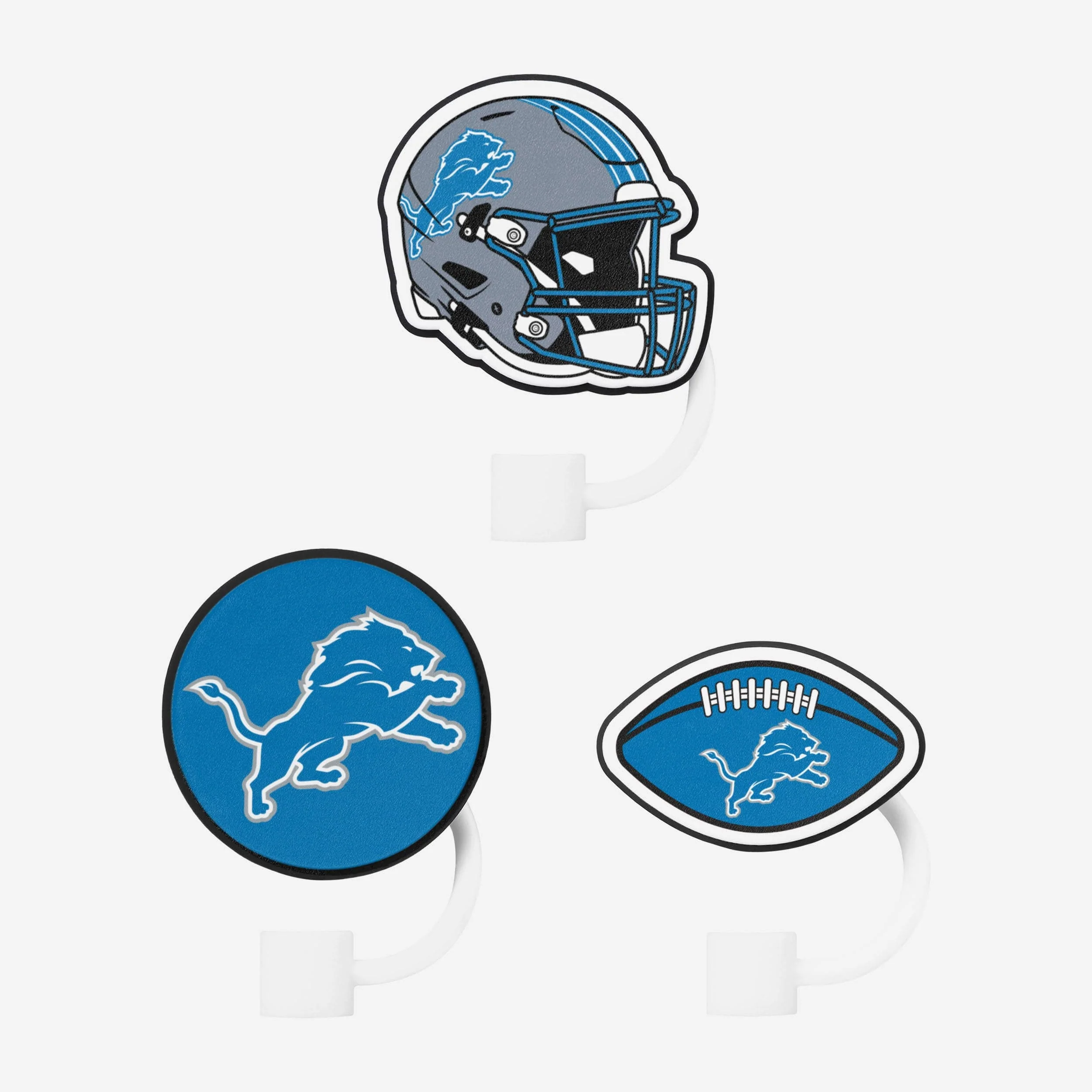 Detroit Lions 3 Pack Primary Logo Straw Toppers