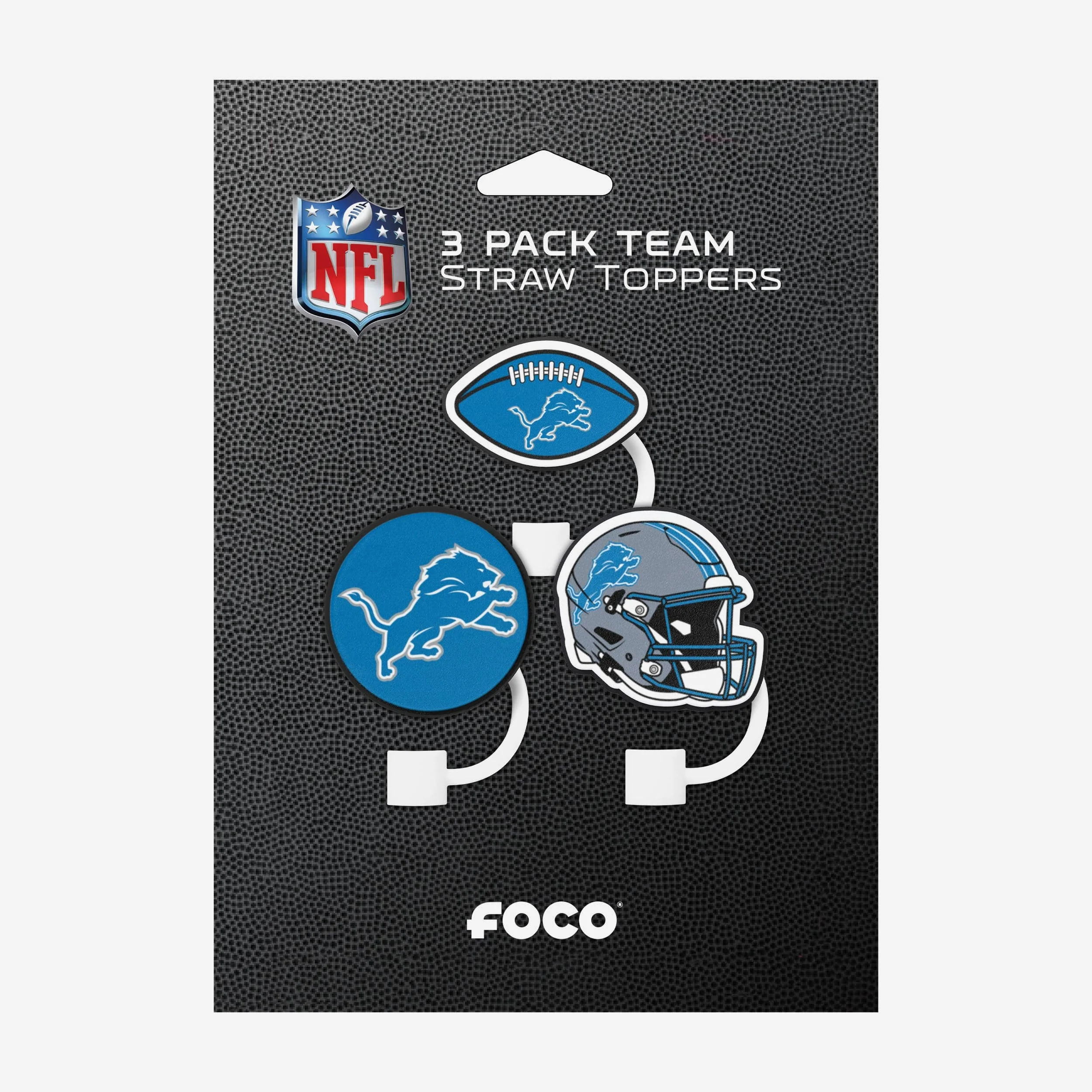 Detroit Lions 3 Pack Primary Logo Straw Toppers - Image 6