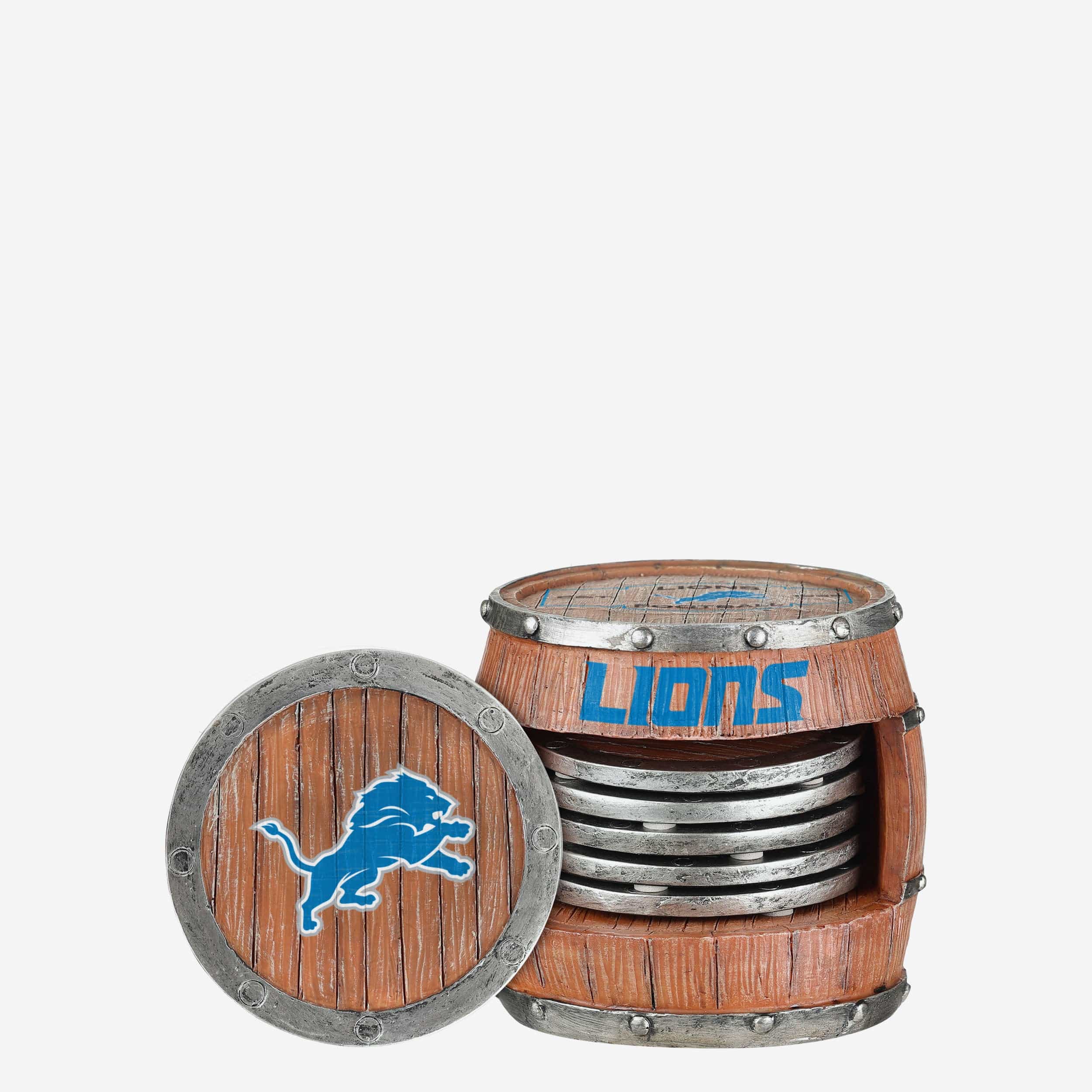 Detroit Lions 5 Pack Barrel Coaster Set