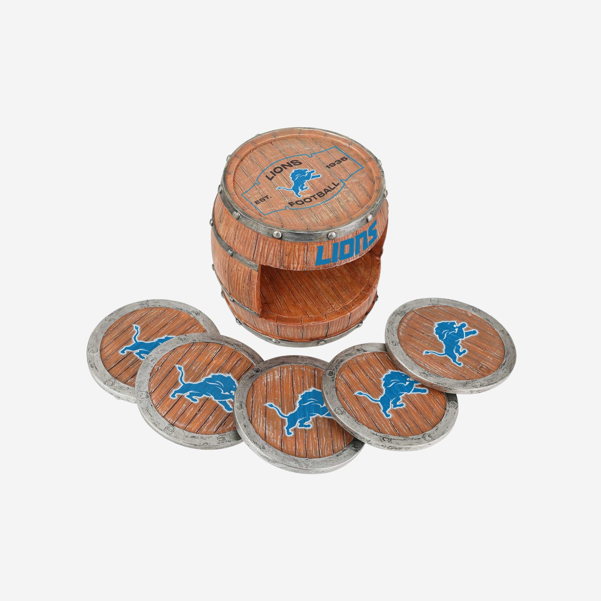 Detroit Lions 5 Pack Barrel Coaster Set - Image 3