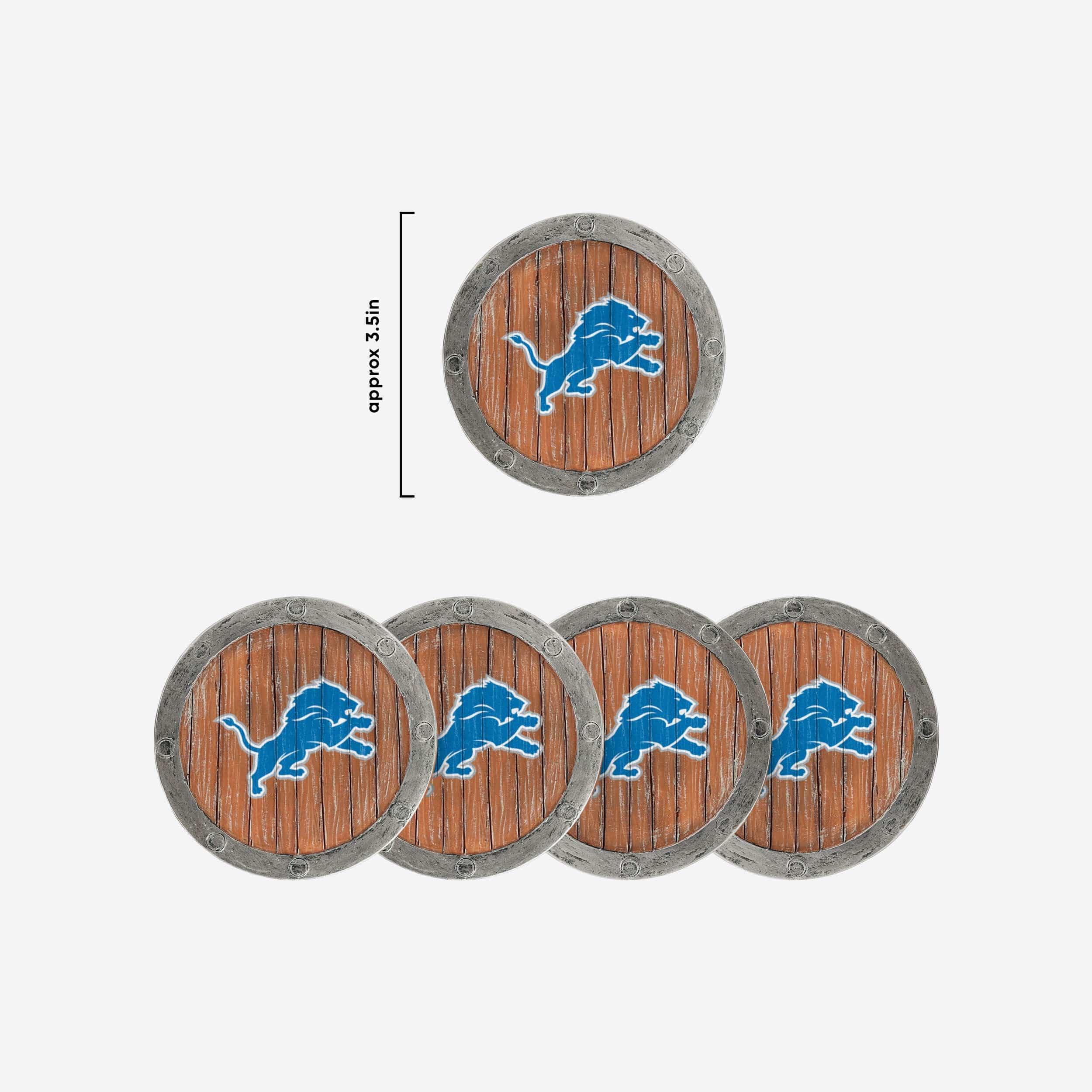 Detroit Lions 5 Pack Barrel Coaster Set - Image 5