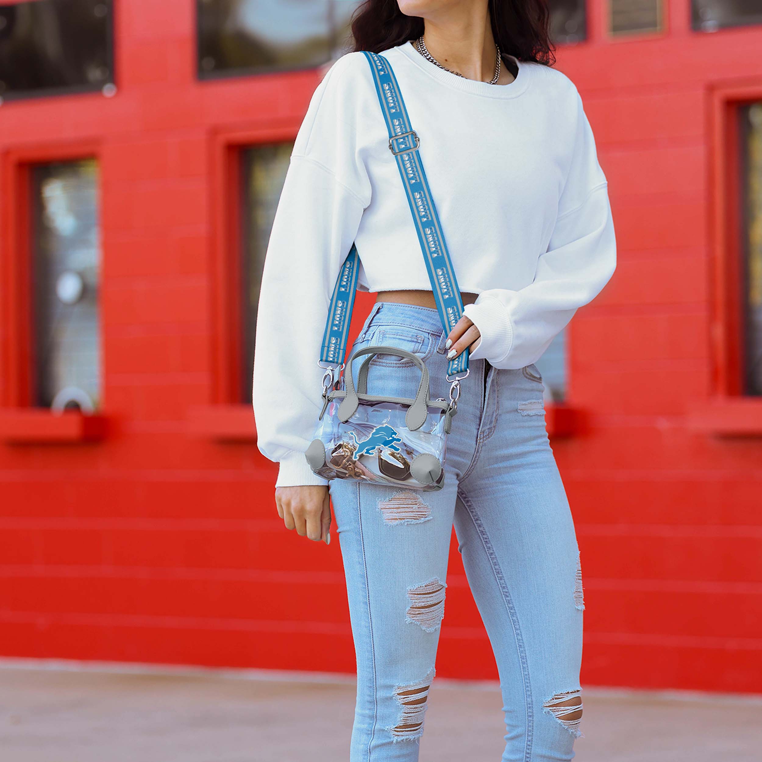 Detroit Lions Big Logo Clear Crossbody Mini Purse - Image 2