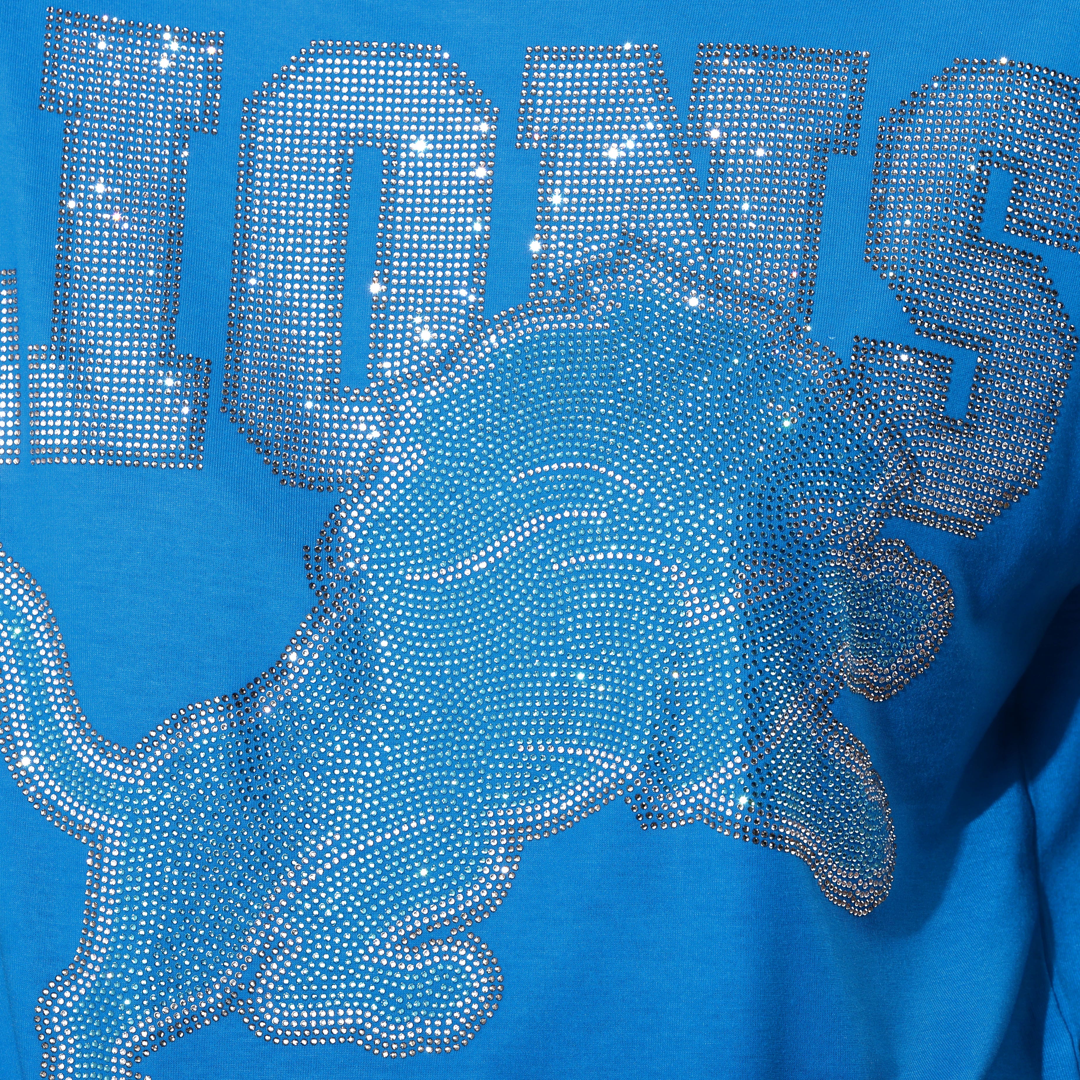 Detroit Lions Big Wordmark Rhinestone Crop Top - Image 2