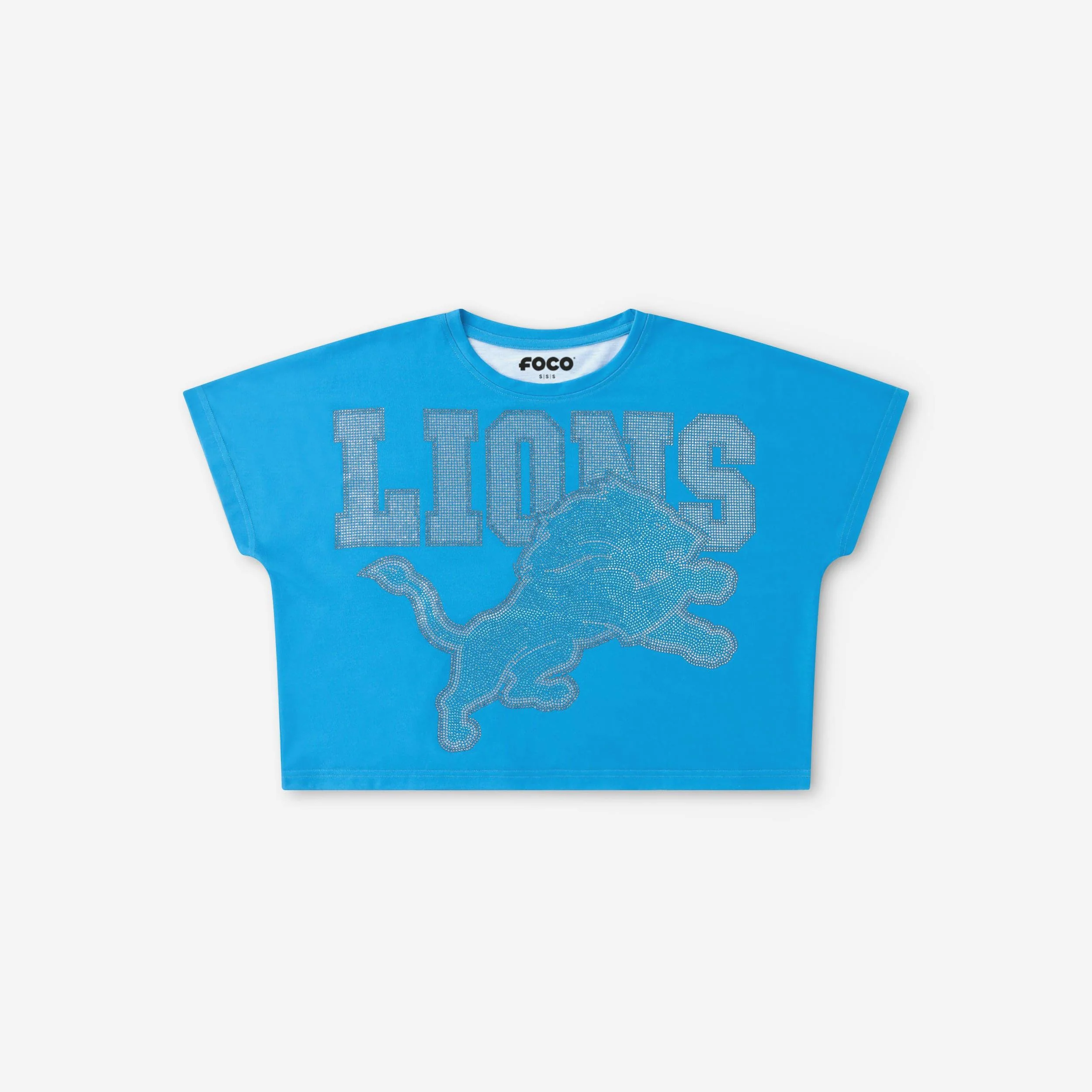 Detroit Lions Big Wordmark Rhinestone Crop Top - Image 4
