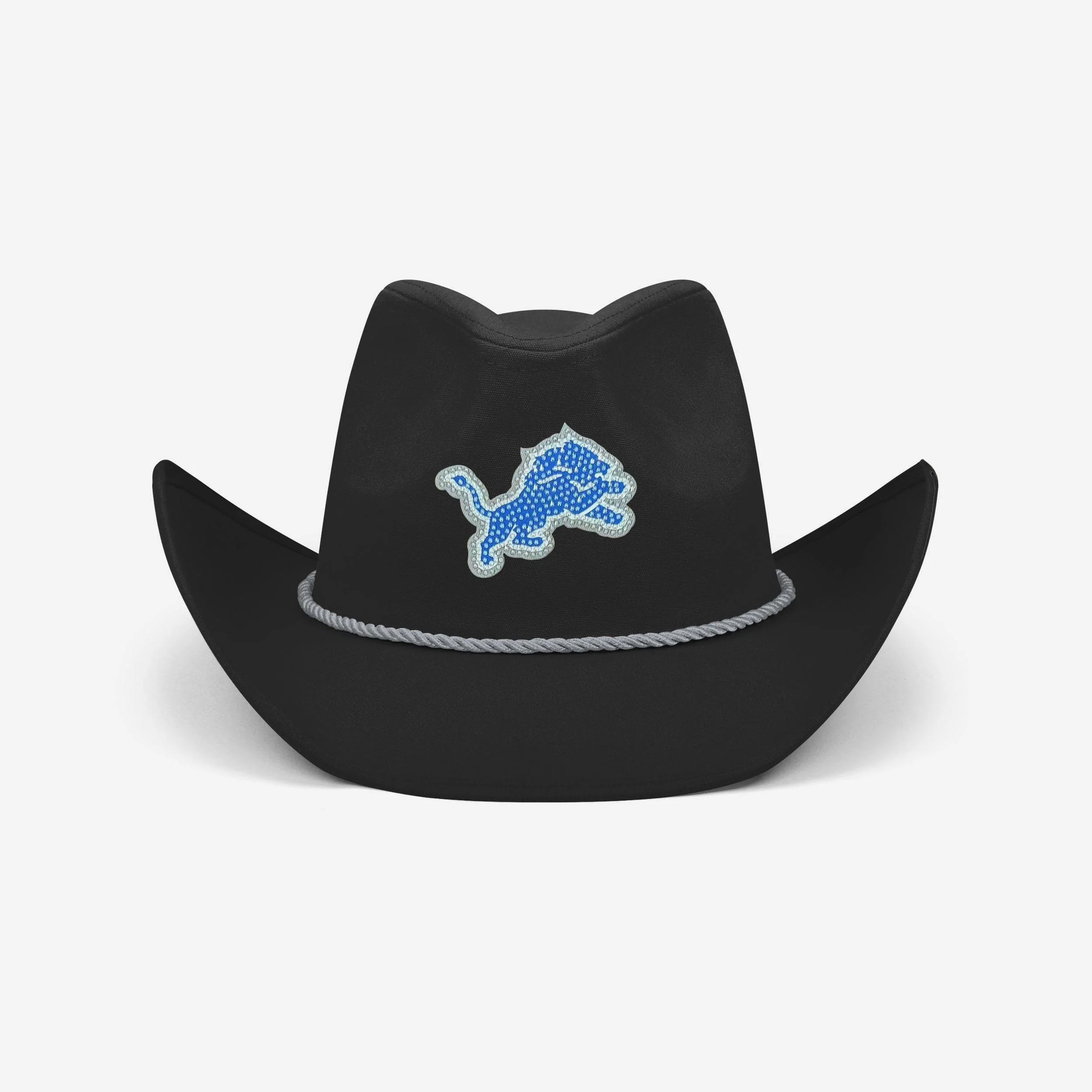 Detroit Lions Black Rhinestone Logo Cowboy Hat - Image 3