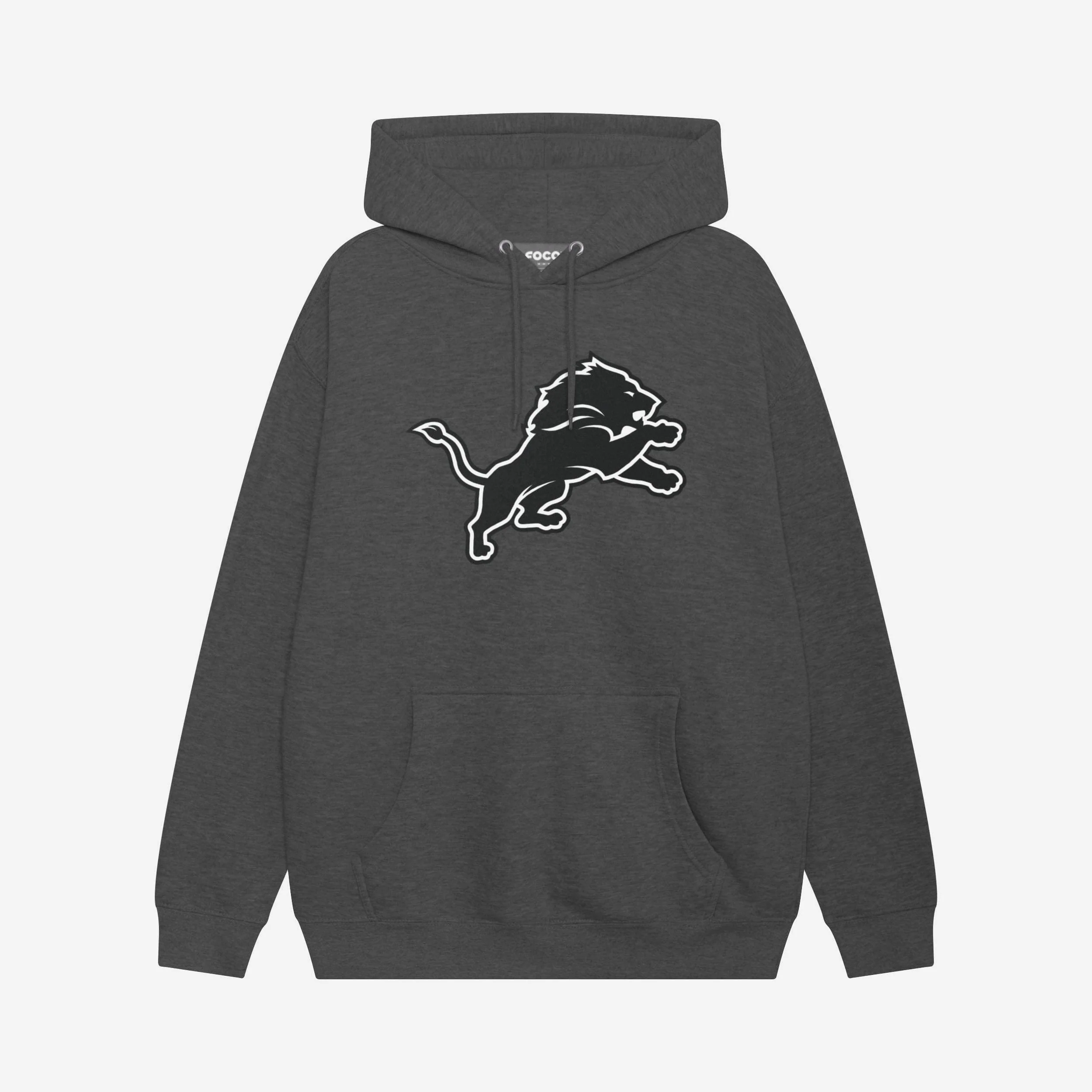 Detroit Lions Black & White Primary Logo Hoodie