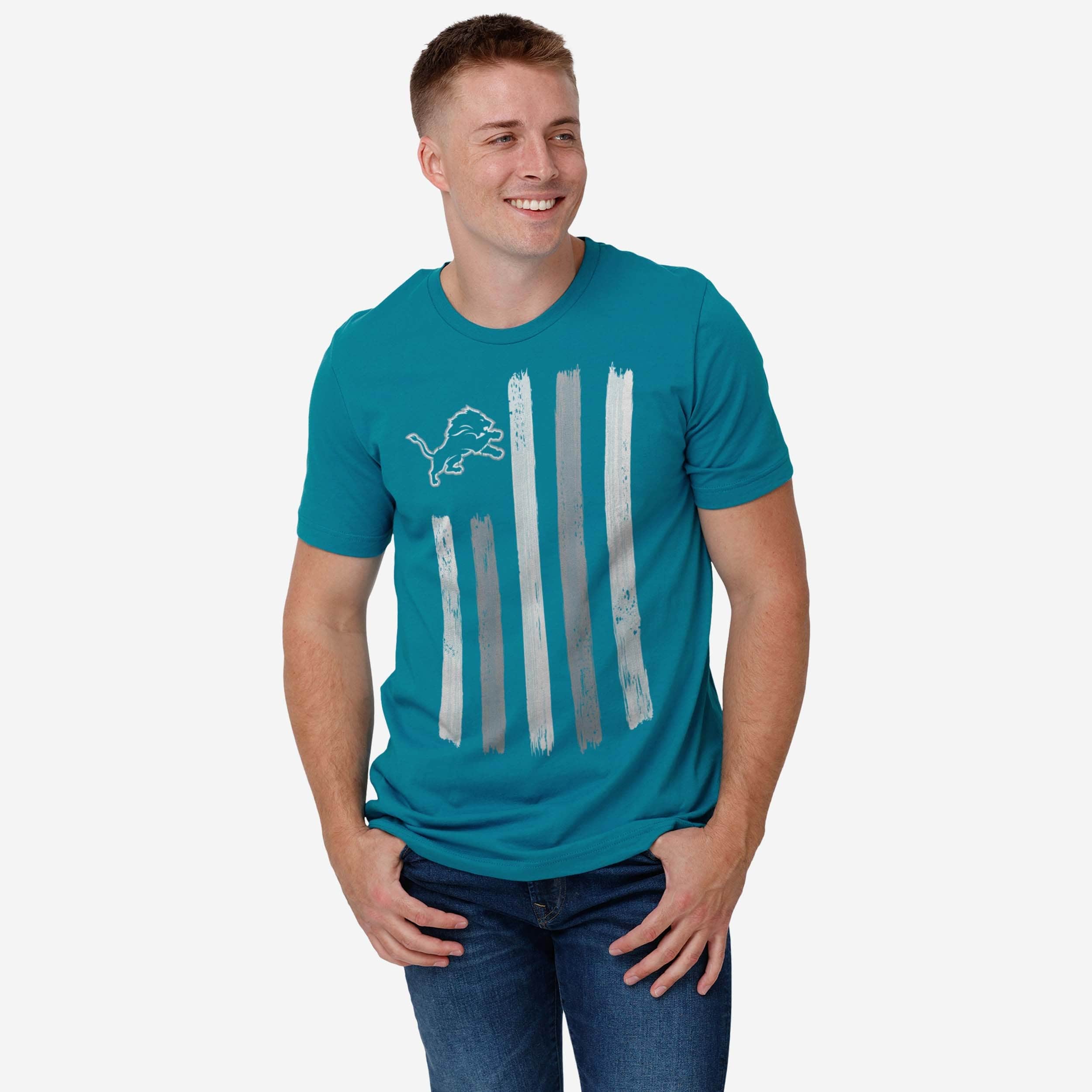 Detroit Lions Brushstroke Flag T-Shirt - Image 2