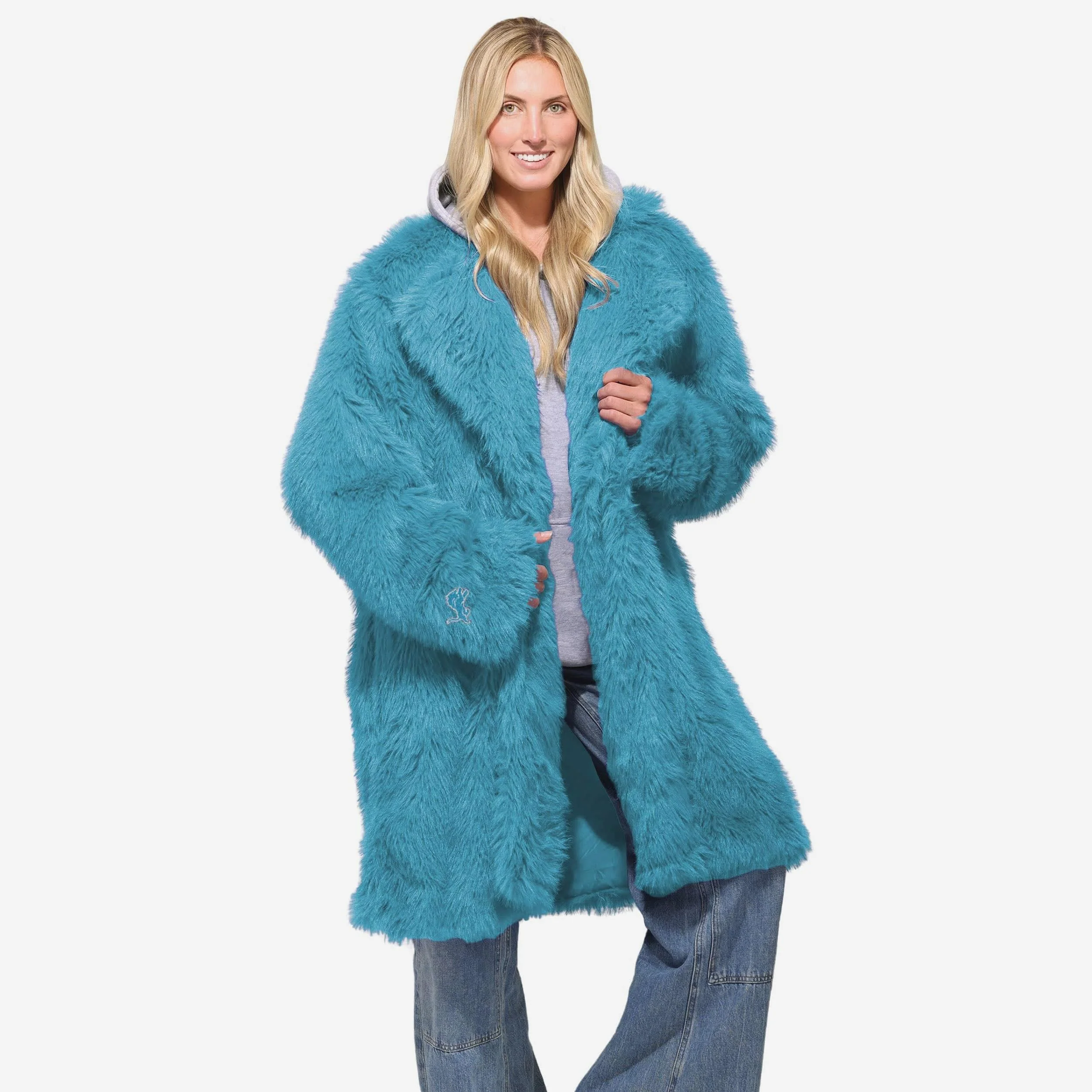 Detroit Lions Faux Fur Long Jacket - Image 2