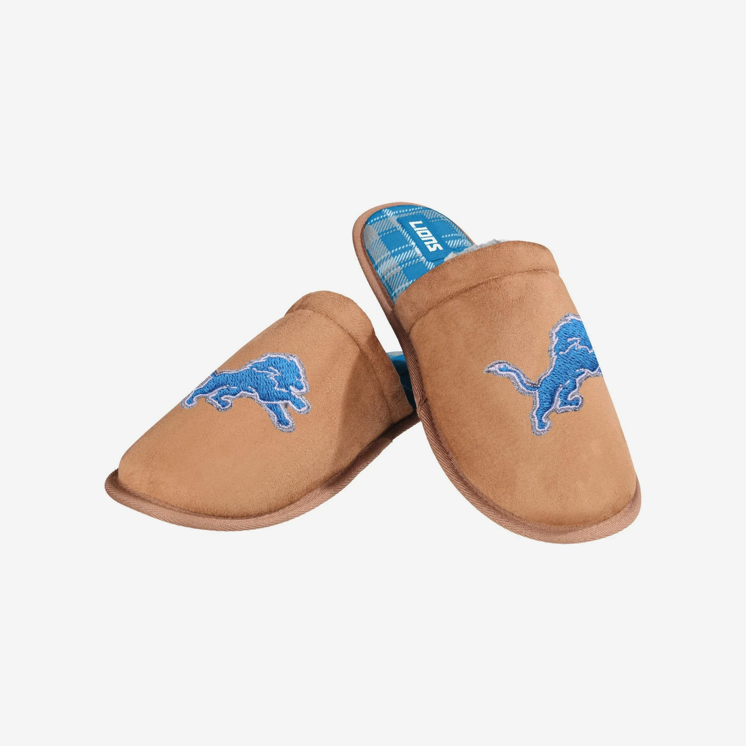 Detroit Lions Flannel Lined Brown Suede Scuff Slipper - Image 3