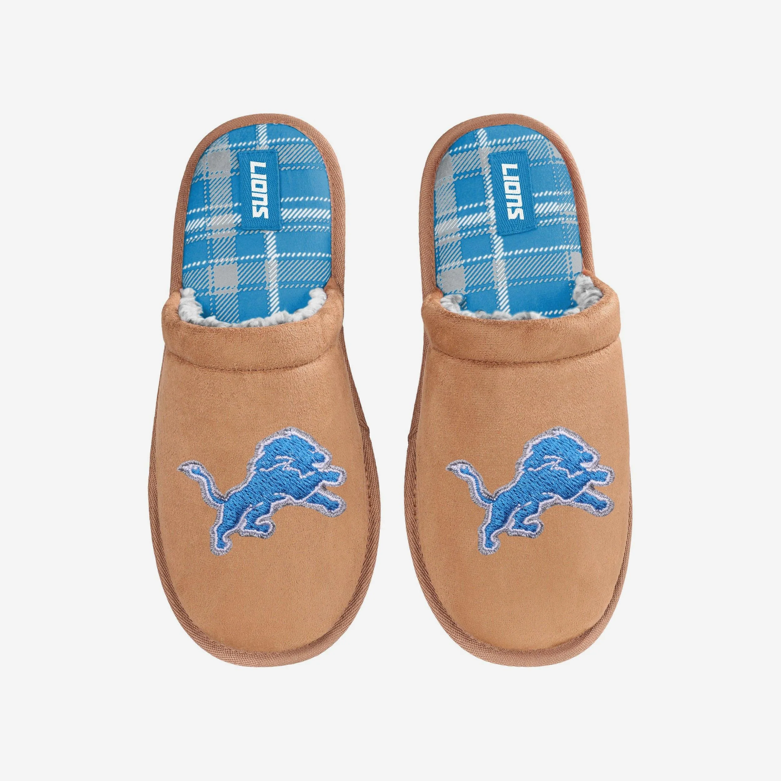 Detroit Lions Flannel Lined Brown Suede Scuff Slipper - Image 4