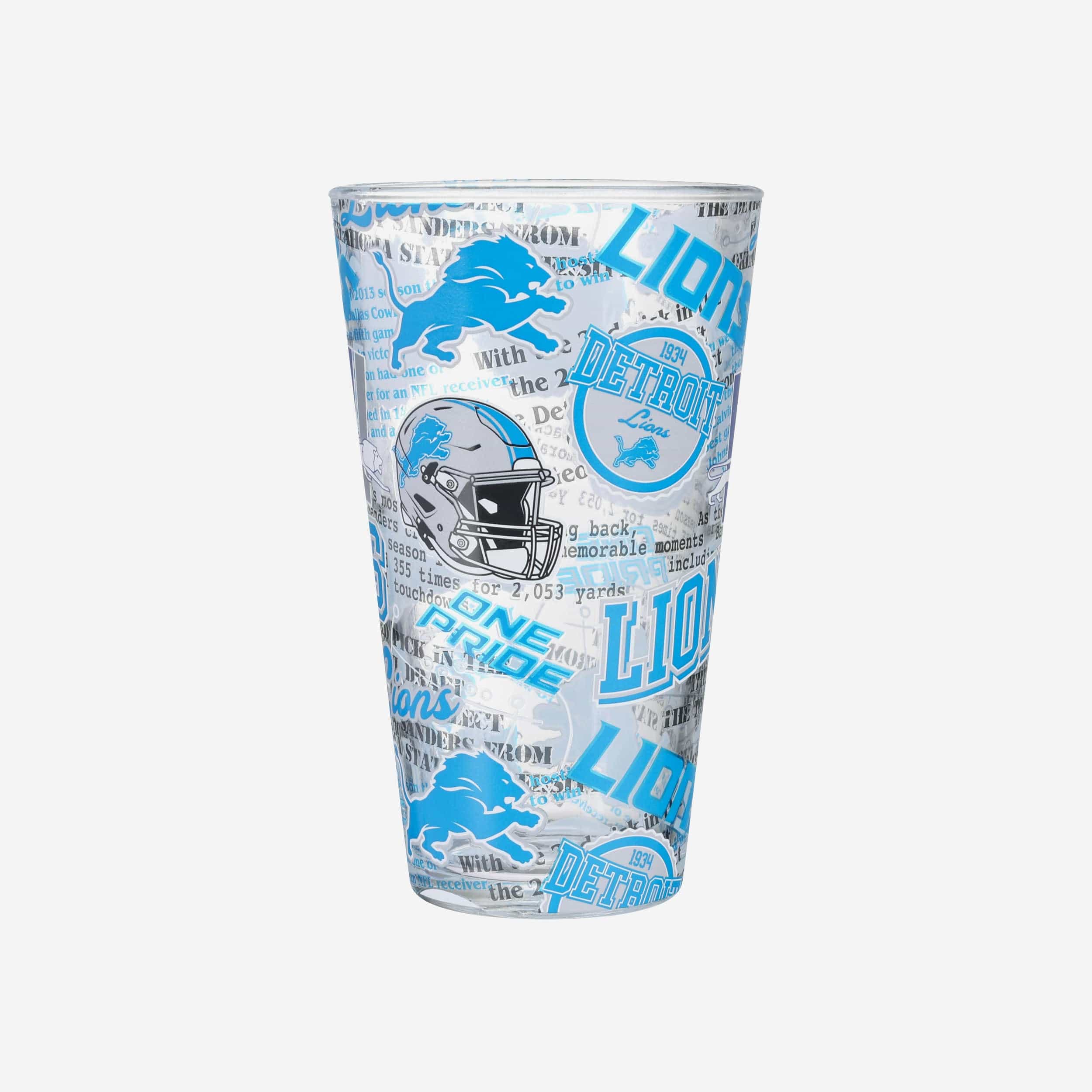 Detroit Lions Historic Print Pint Glass