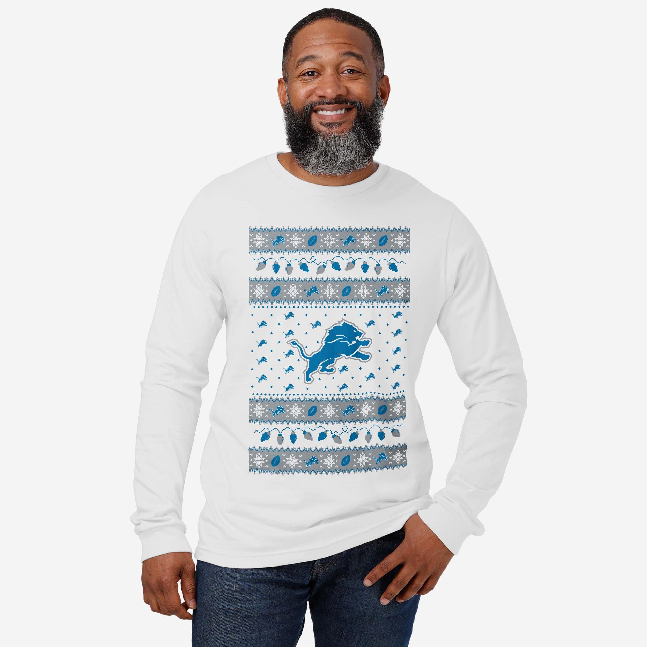 Detroit Lions Holiday Lights Sweater Long Sleeve T-Shirt - Image 2