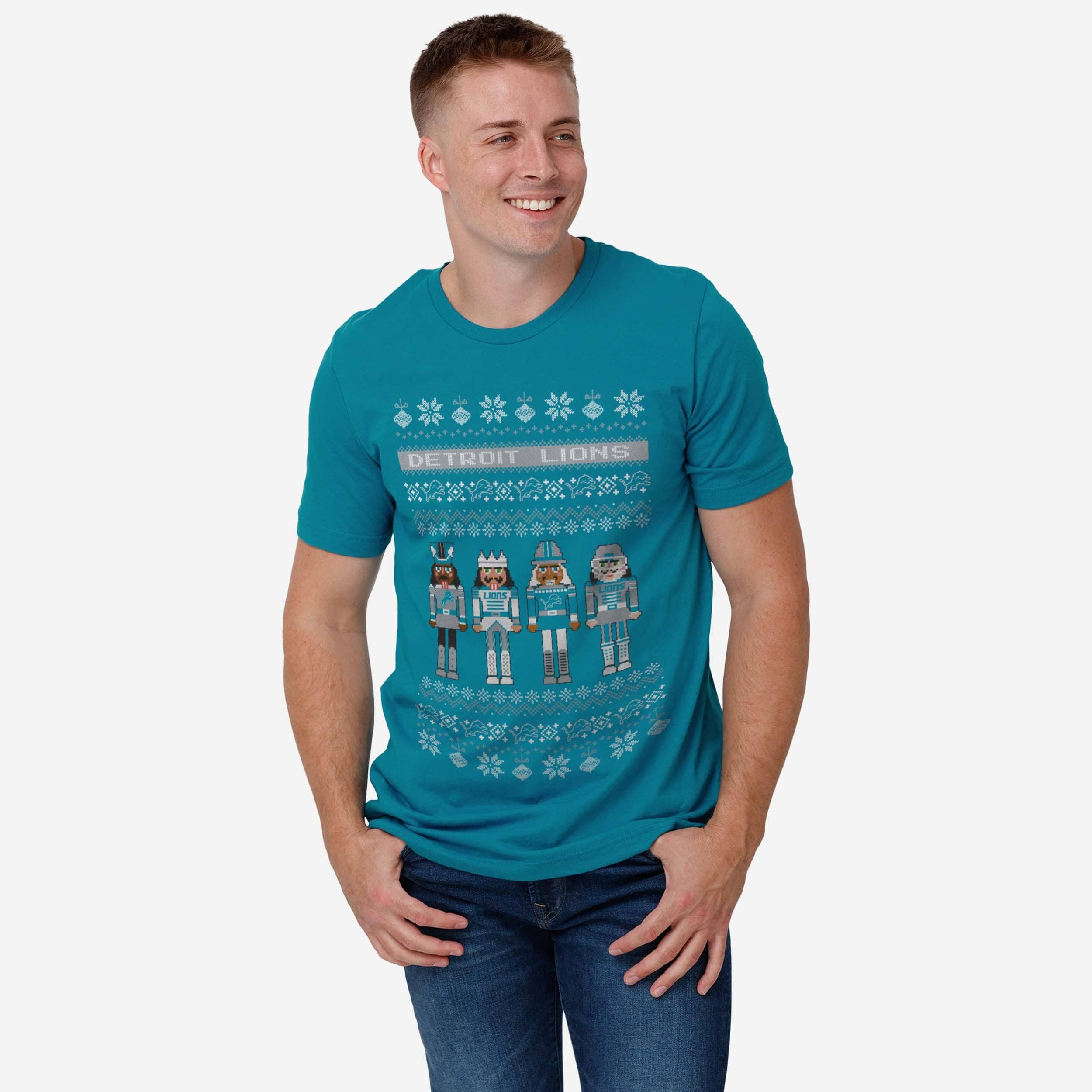 Detroit Lions Holiday Nutcracker Sweater T-Shirt - Image 2