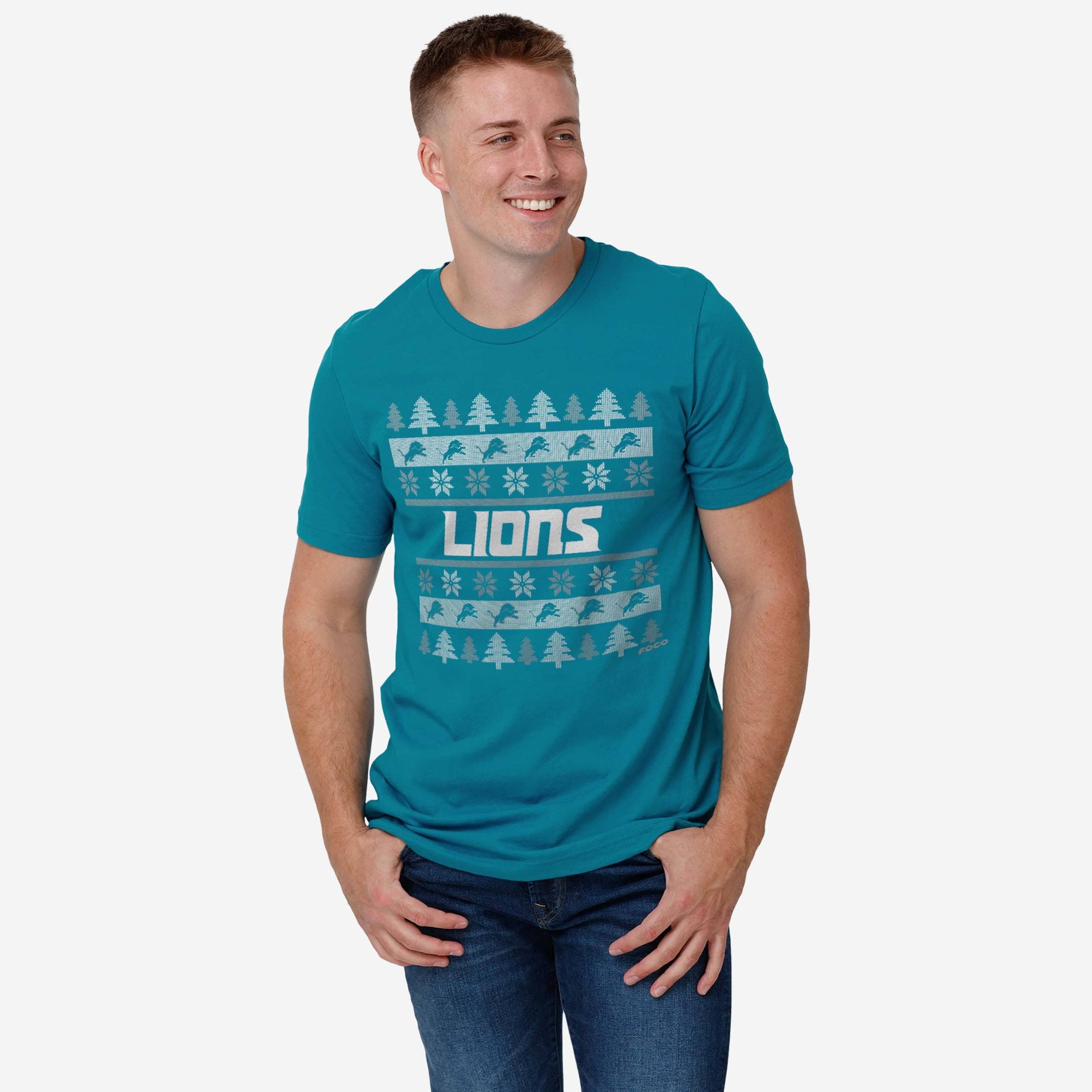 Detroit Lions Holiday Sweater T-Shirt - Image 2