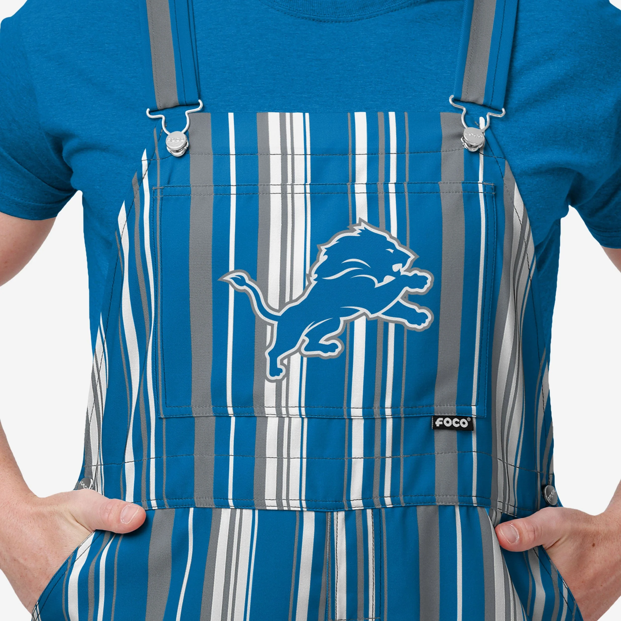 Detroit Lions Mens Hyper Stripe Bib Overalls - Image 4