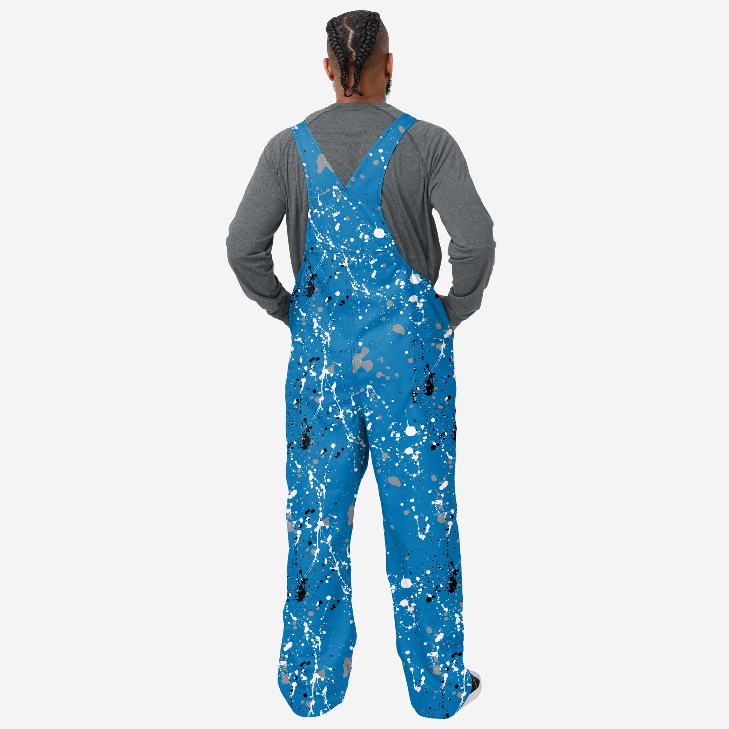 Detroit Lions Mens Paint Splatter Bib Overalls - Image 2