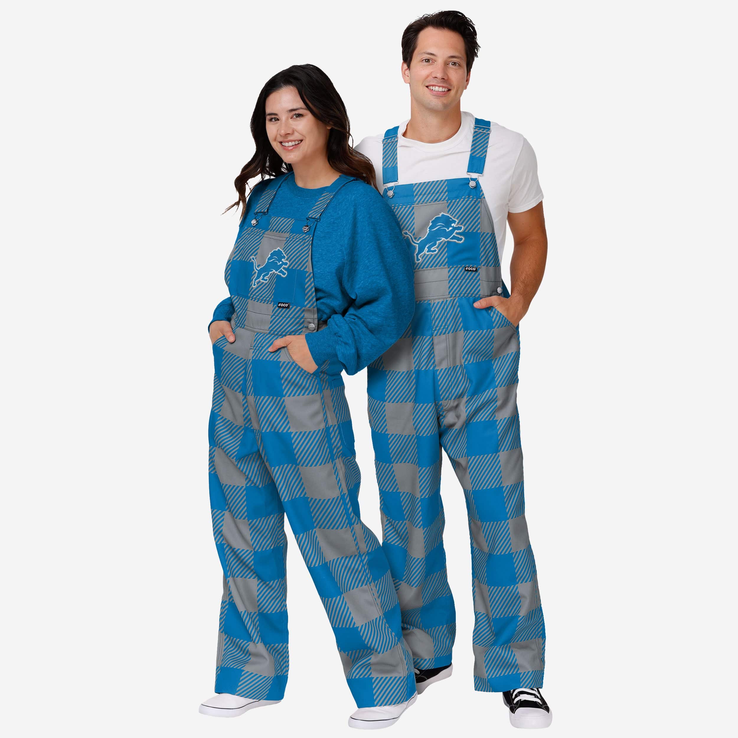 Detroit Lions Mens Plaid Bib Overalls - Image 3