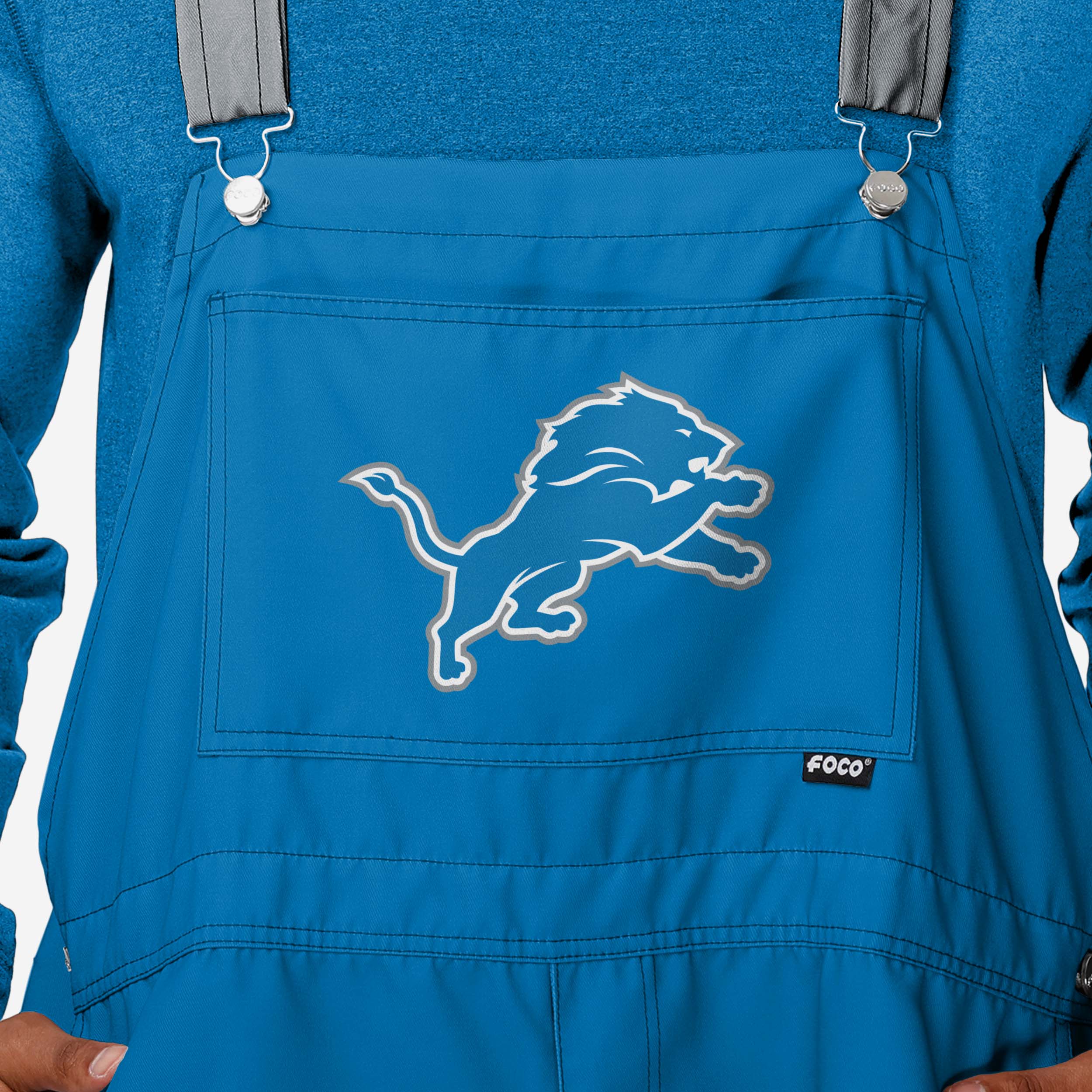 Detroit Lions Mens Team Stripe Bib Shortalls - Image 3