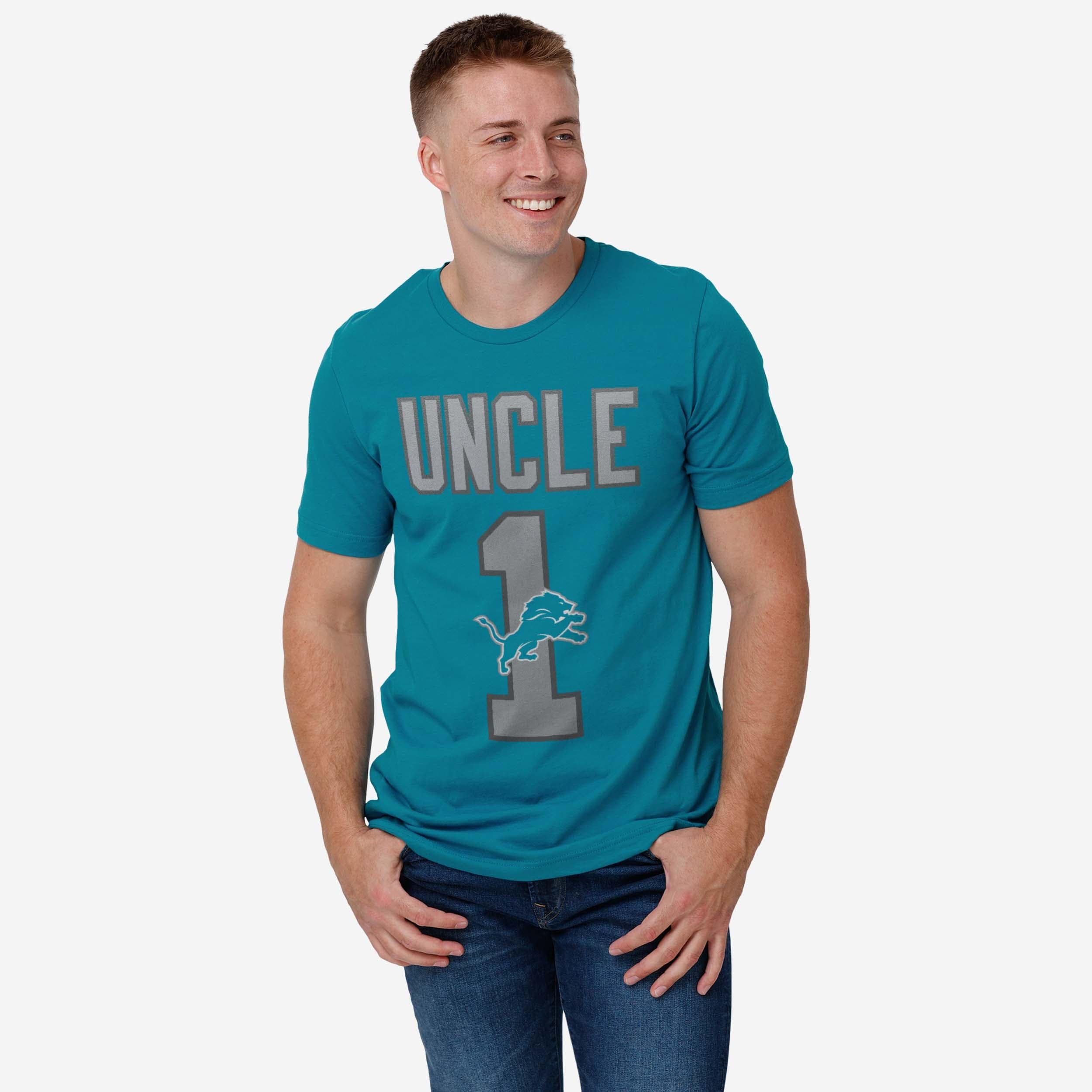 Detroit Lions Number 1 Uncle T-Shirt - Image 2