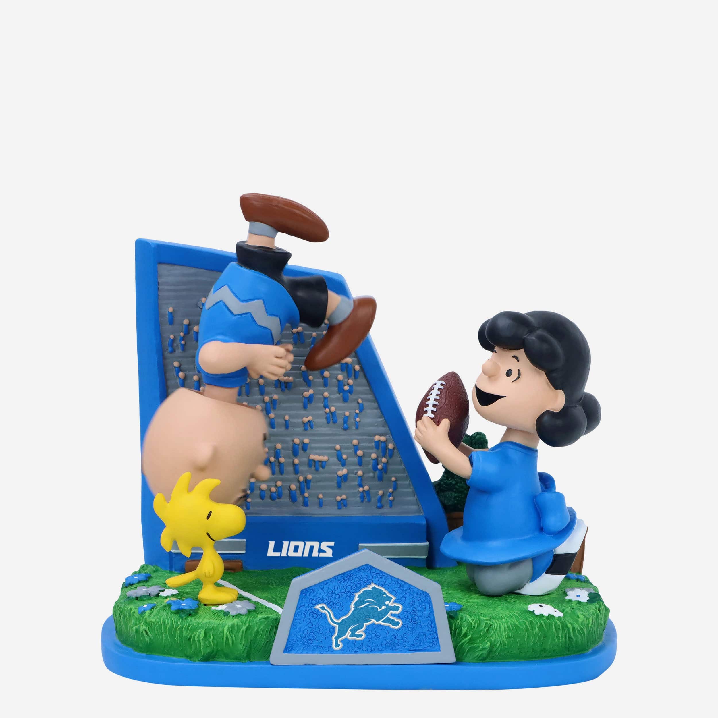 Detroit Lions Peanuts Football Kickoff Mini Bobblehead Scene
