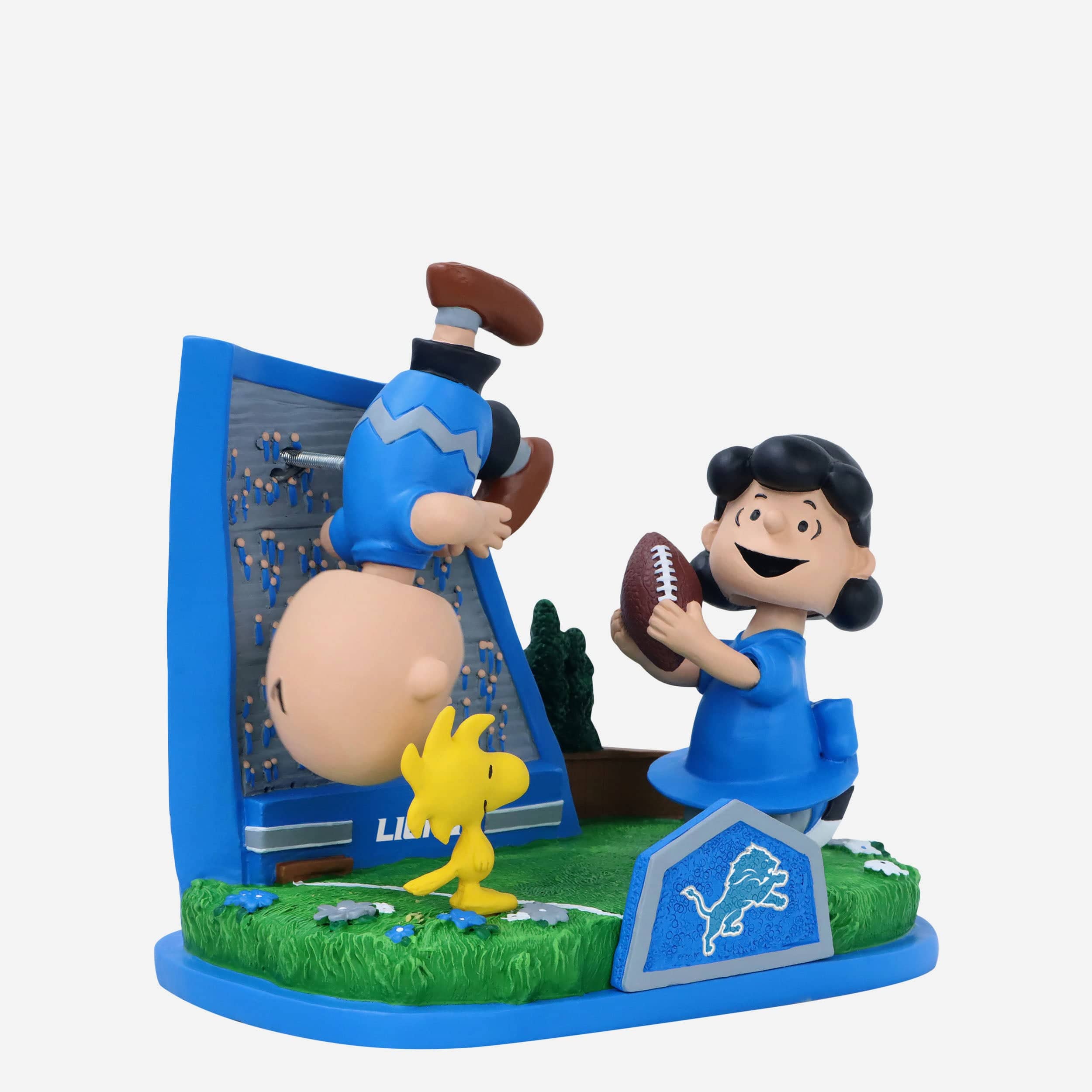 Detroit Lions Peanuts Football Kickoff Mini Bobblehead Scene - Image 3