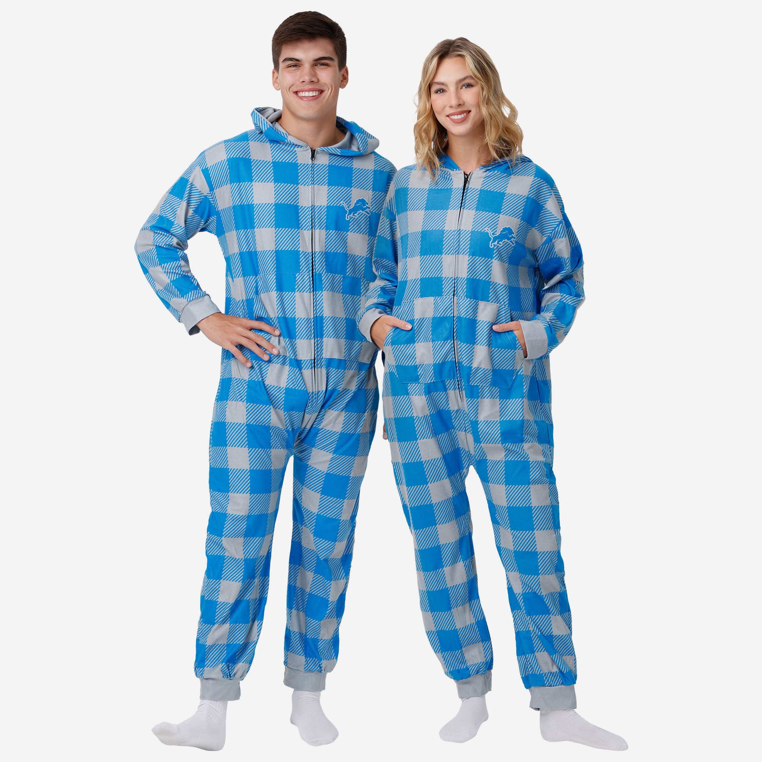 Detroit Lions Plaid One Piece Pajamas