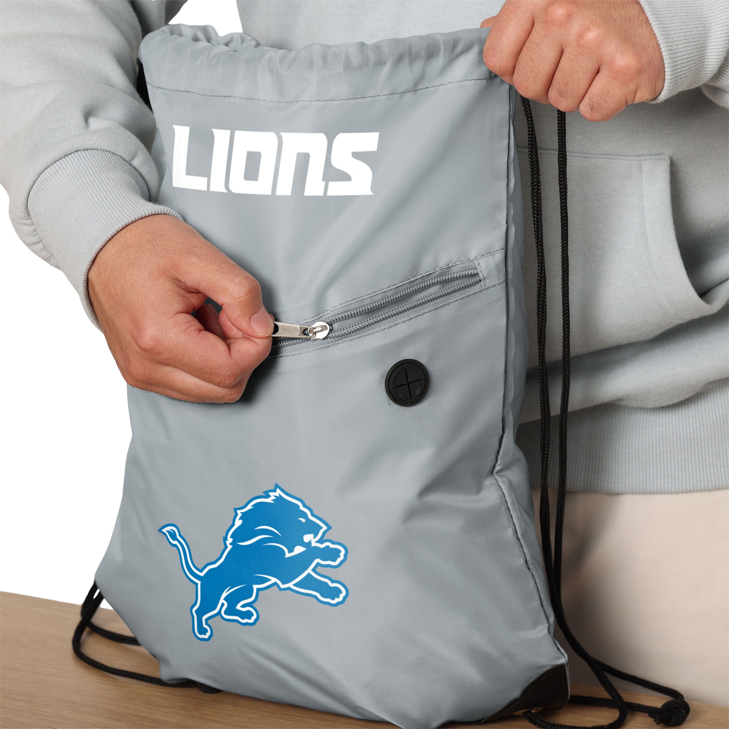 Detroit Lions Pocket Drawstring Backpack - Image 4