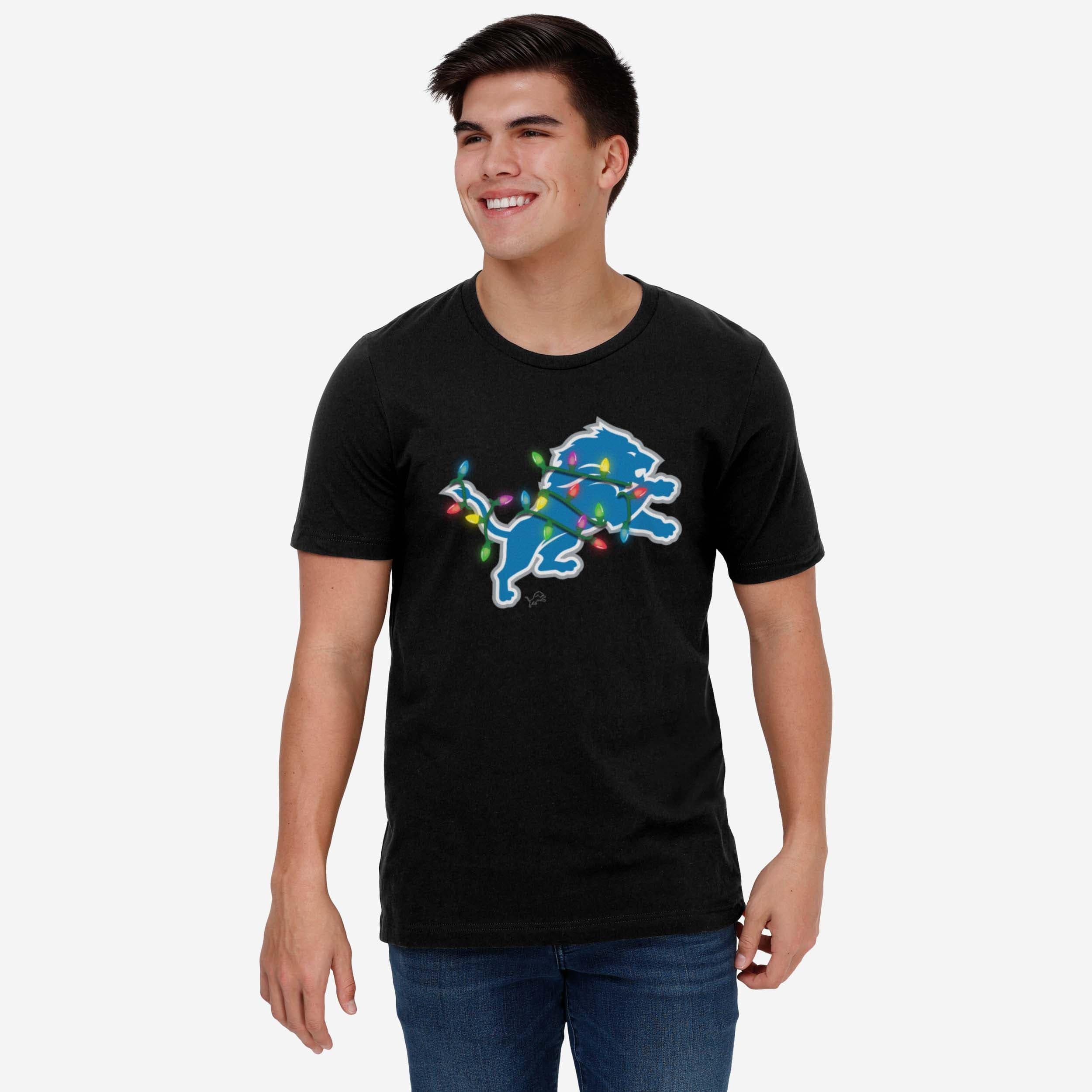 Detroit Lions Primary Logo Holiday Lights T-Shirt - Image 2