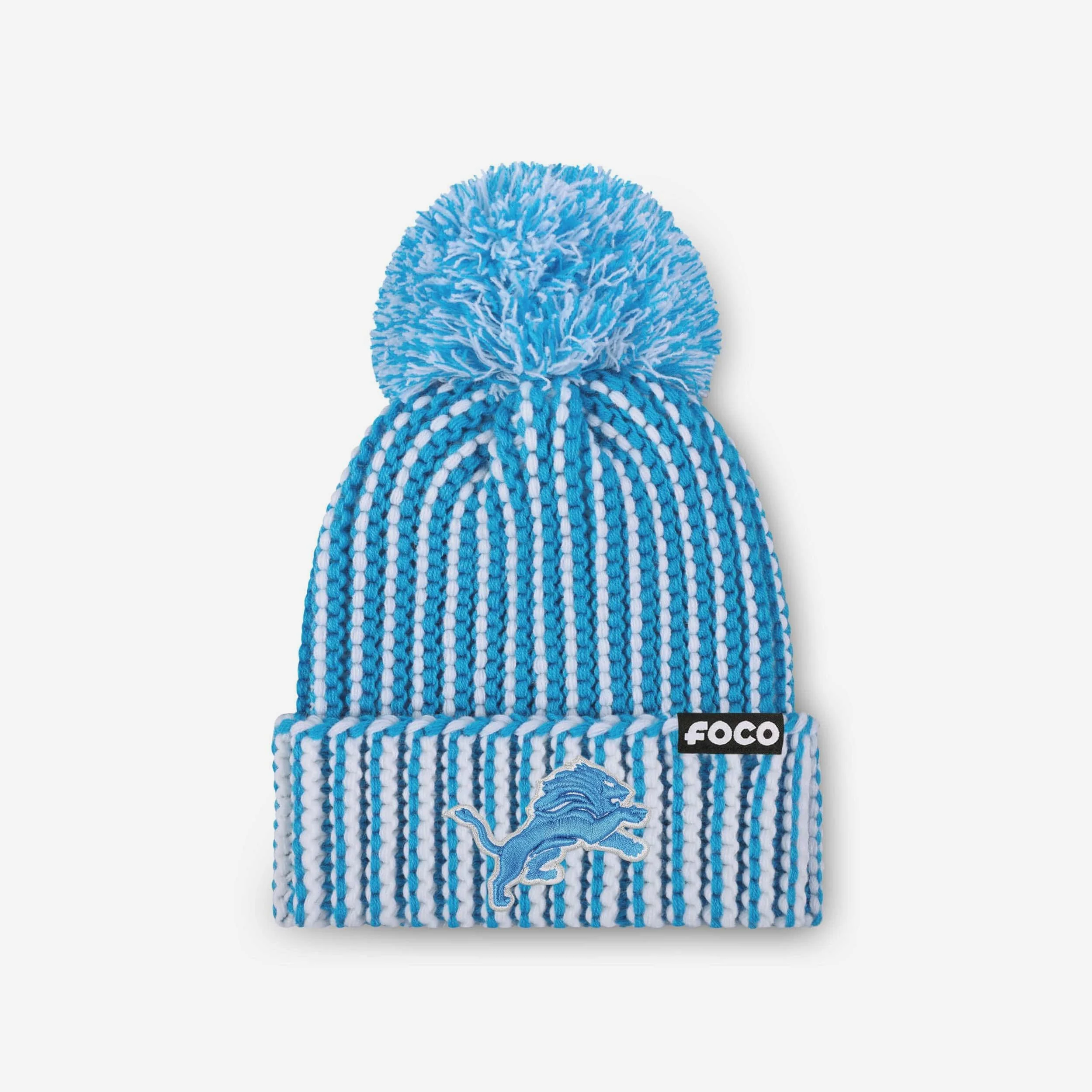 Detroit Lions Primary Logo Vertical Knit Pom Beanie