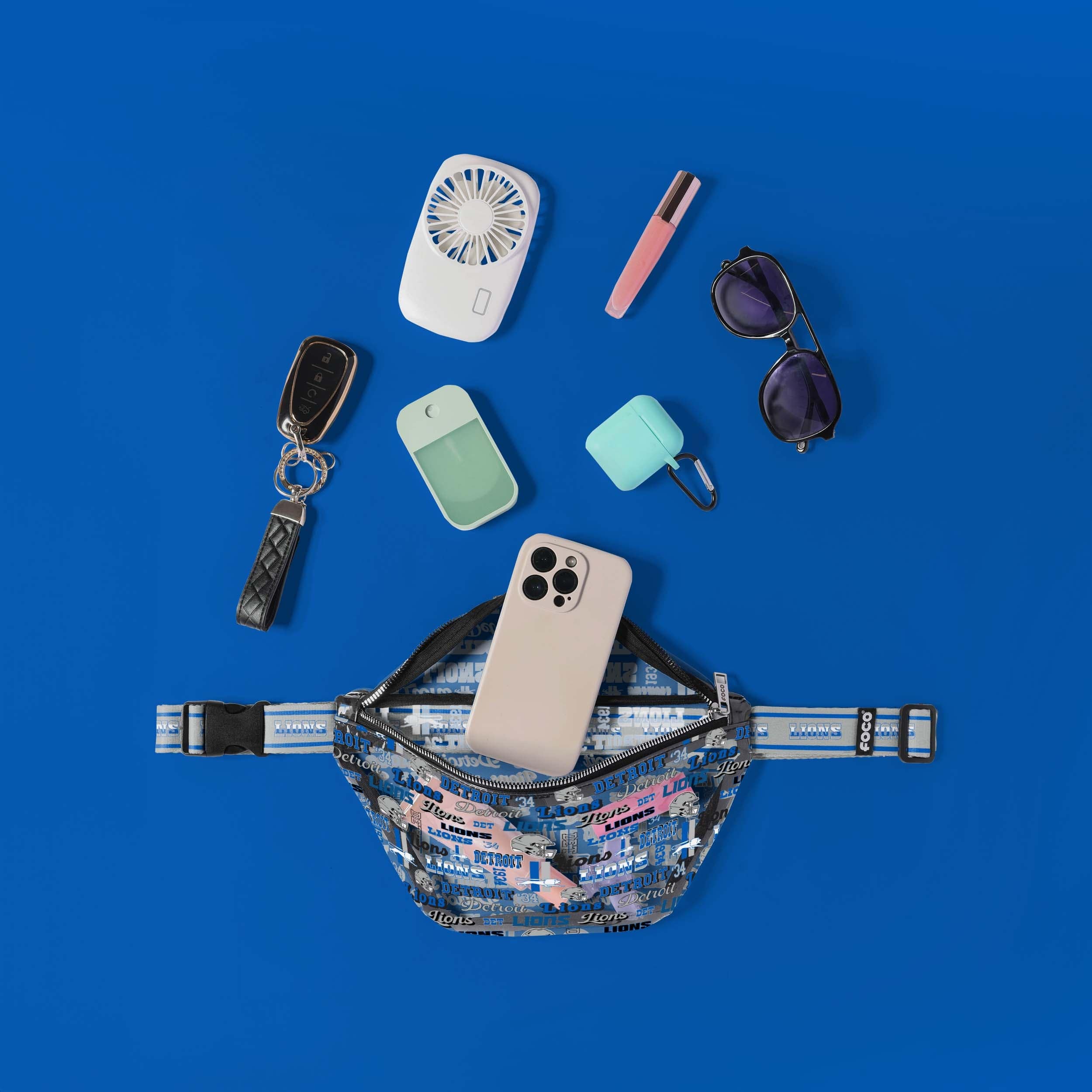 Detroit Lions Repeat Retro Print Clear Fanny Pack - Image 2