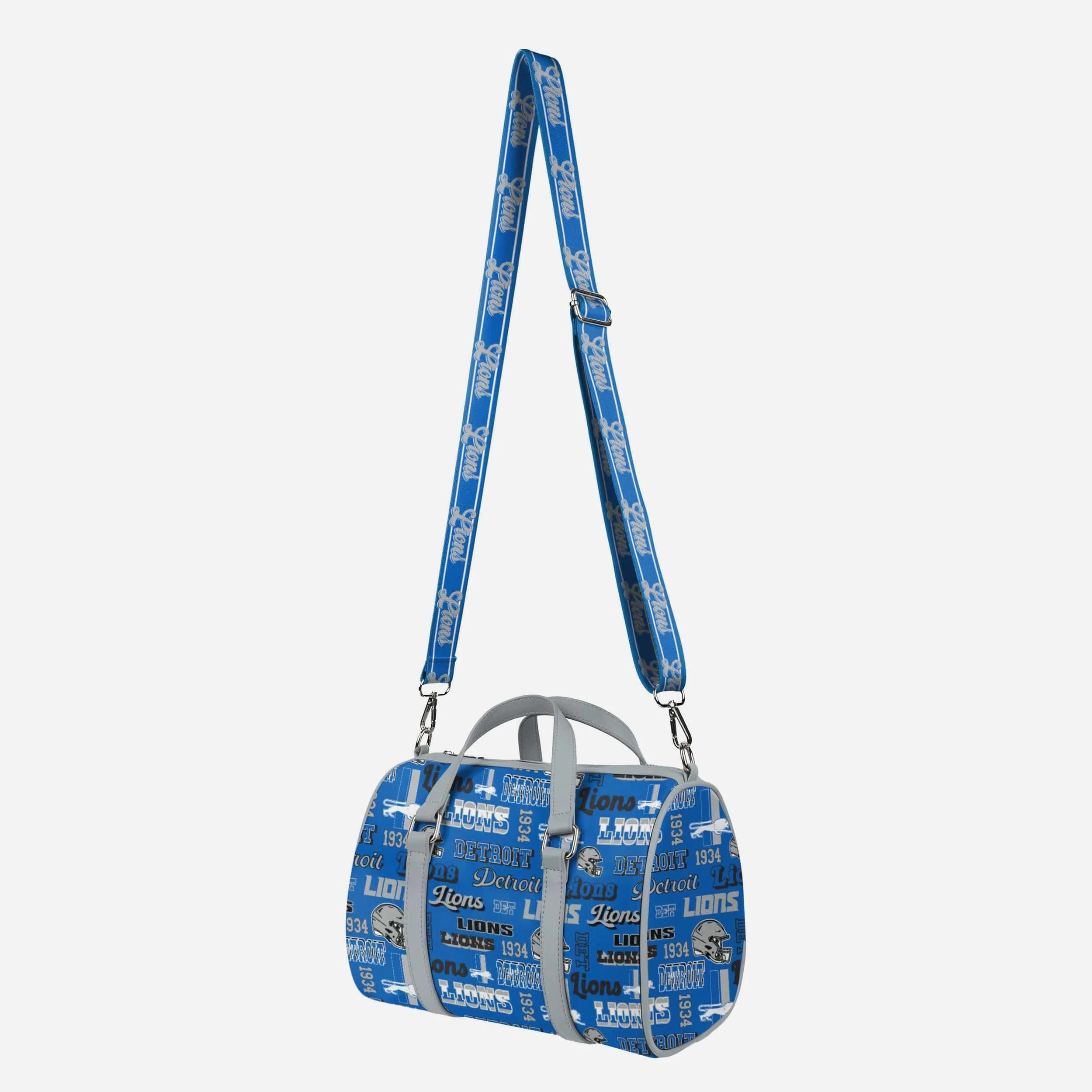 Detroit Lions Repeat Retro Print Nylon Medium Barrel Bag - Image 4